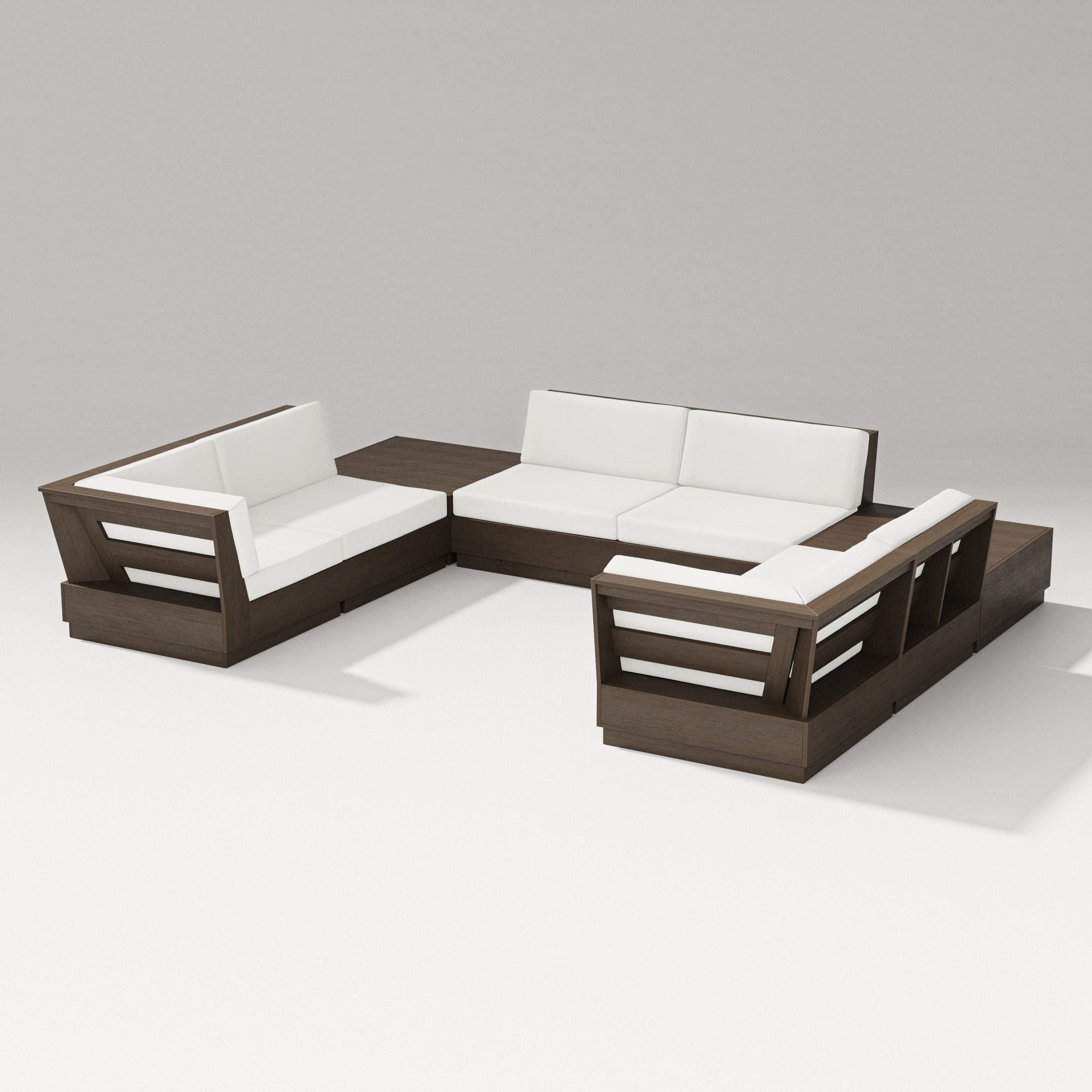 PW Designer Series Elevate 8-Piece U-Shaped Sectional in Kona / Natural Linen