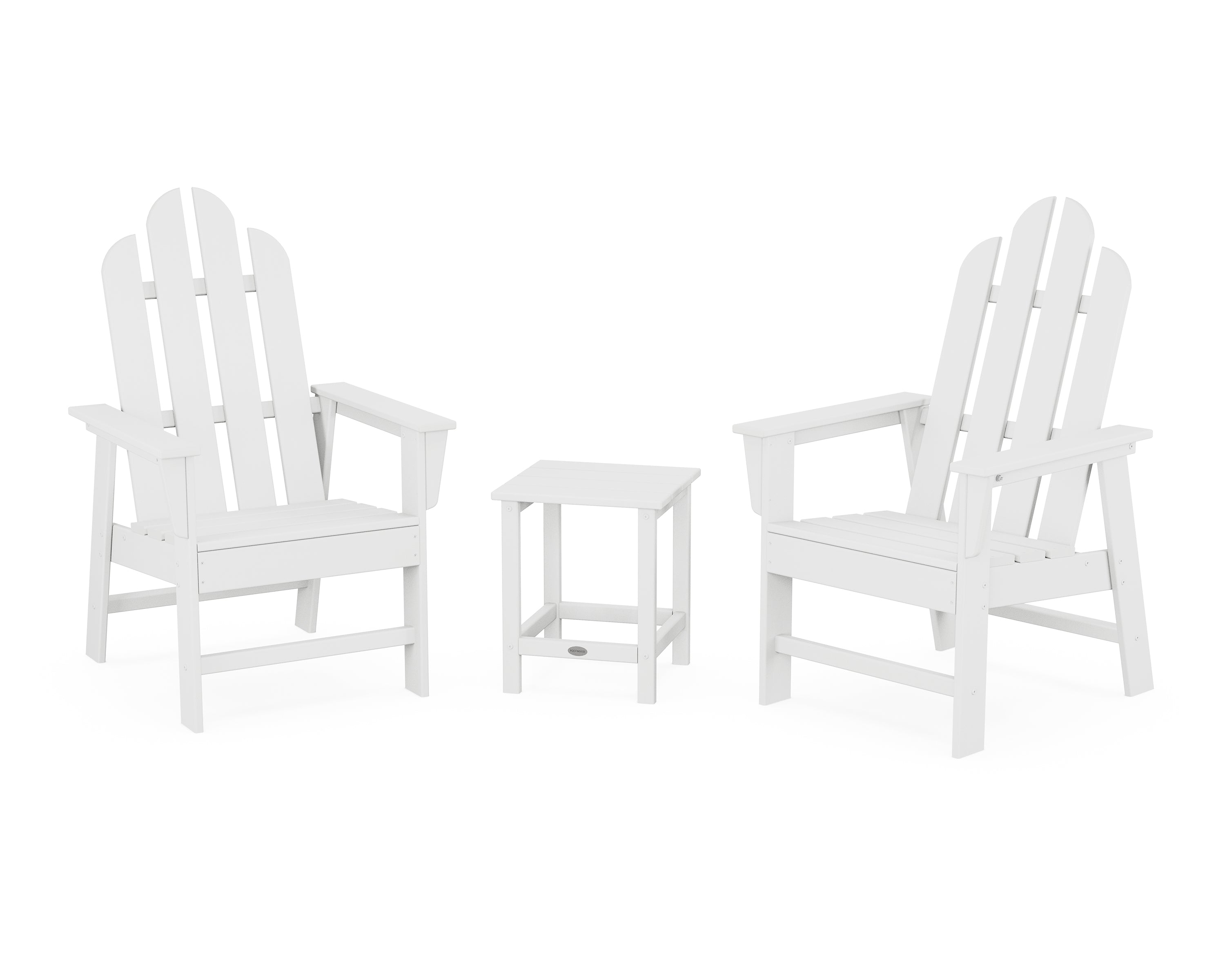POLYWOOD Long Island 3-Piece Upright Adirondack Chair Set in White