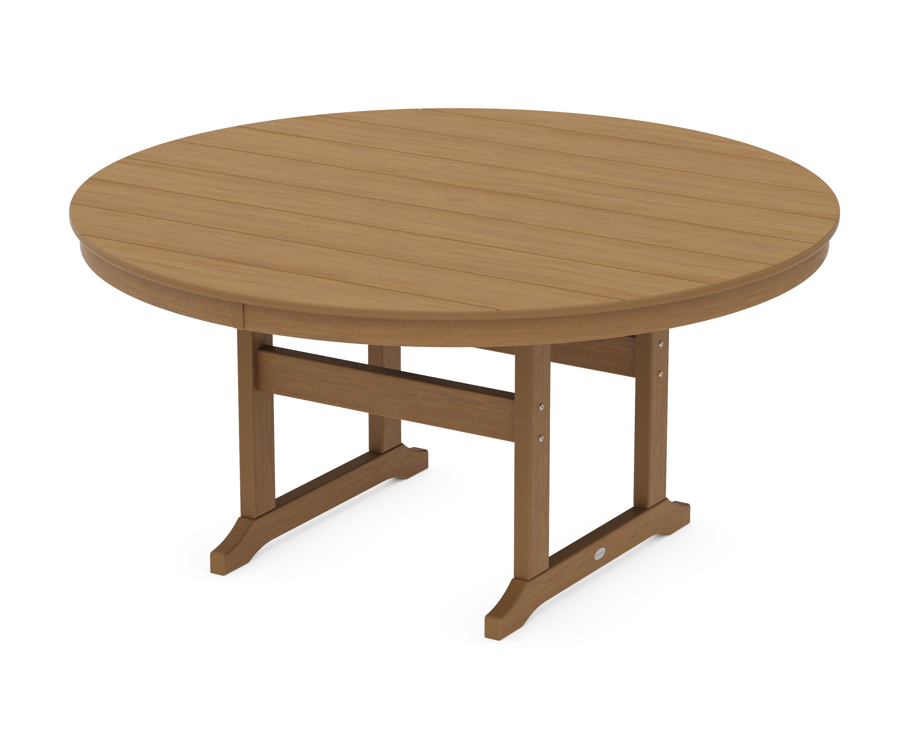 POLYWOOD 60” Round Farmhouse Dining Table in Natural