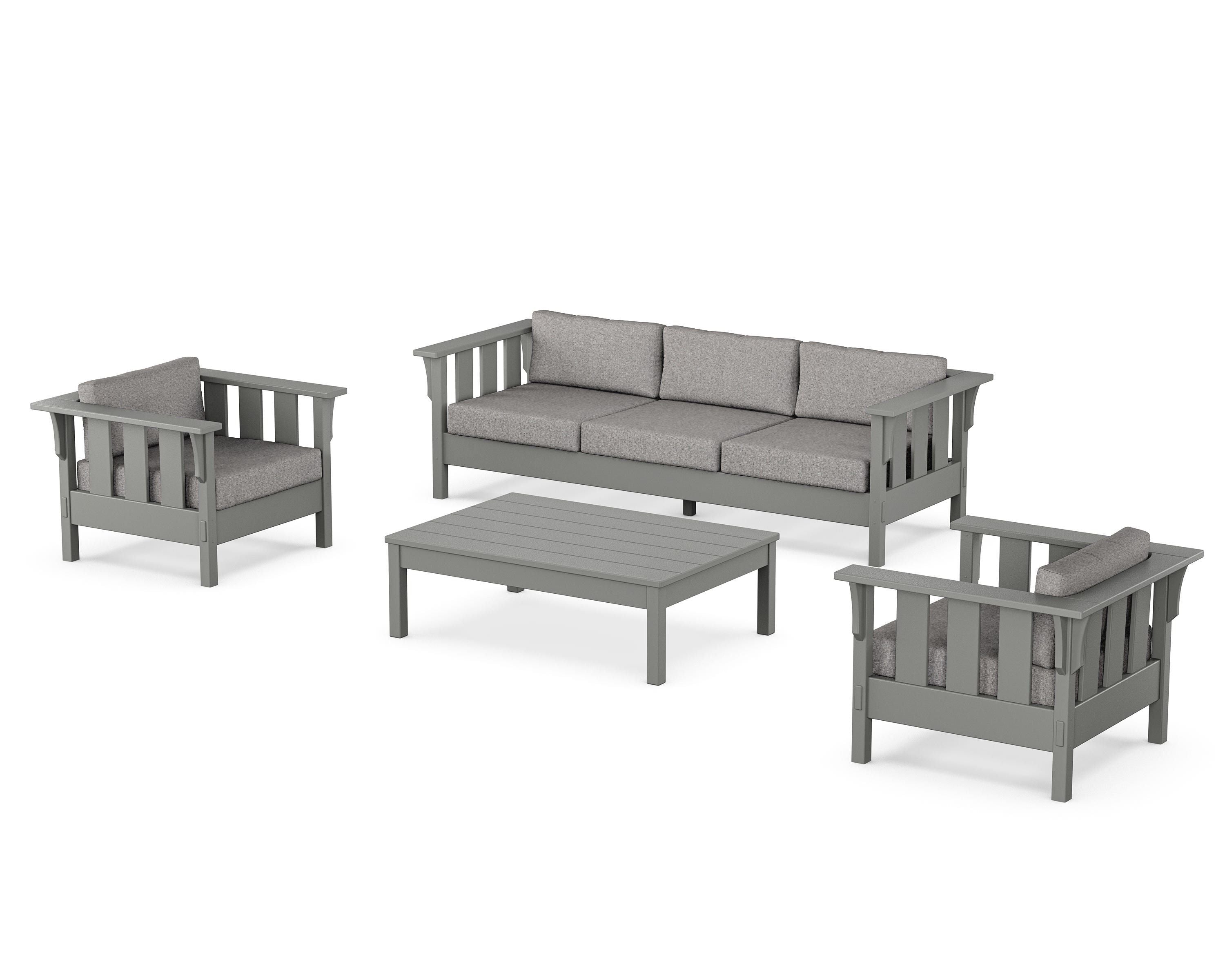 Martha Stewart by POLYWOOD Acadia 4-Piece Deep Seating Set with Sofa in Slate Grey / Grey Mist