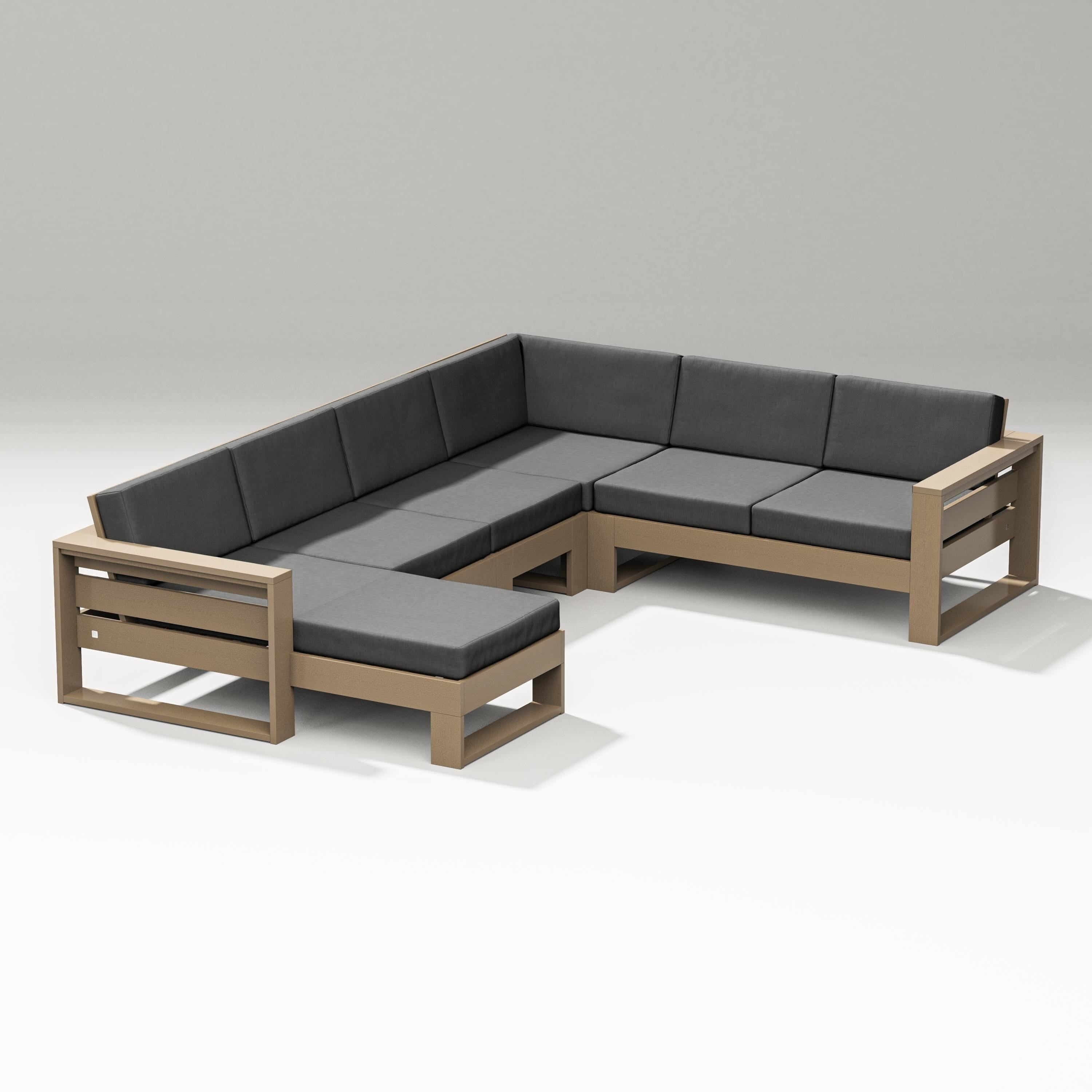 PW Designer Series Latitude Corner Sectional with Left Chaise in Vintage Sahara / Spectrum Carbon
