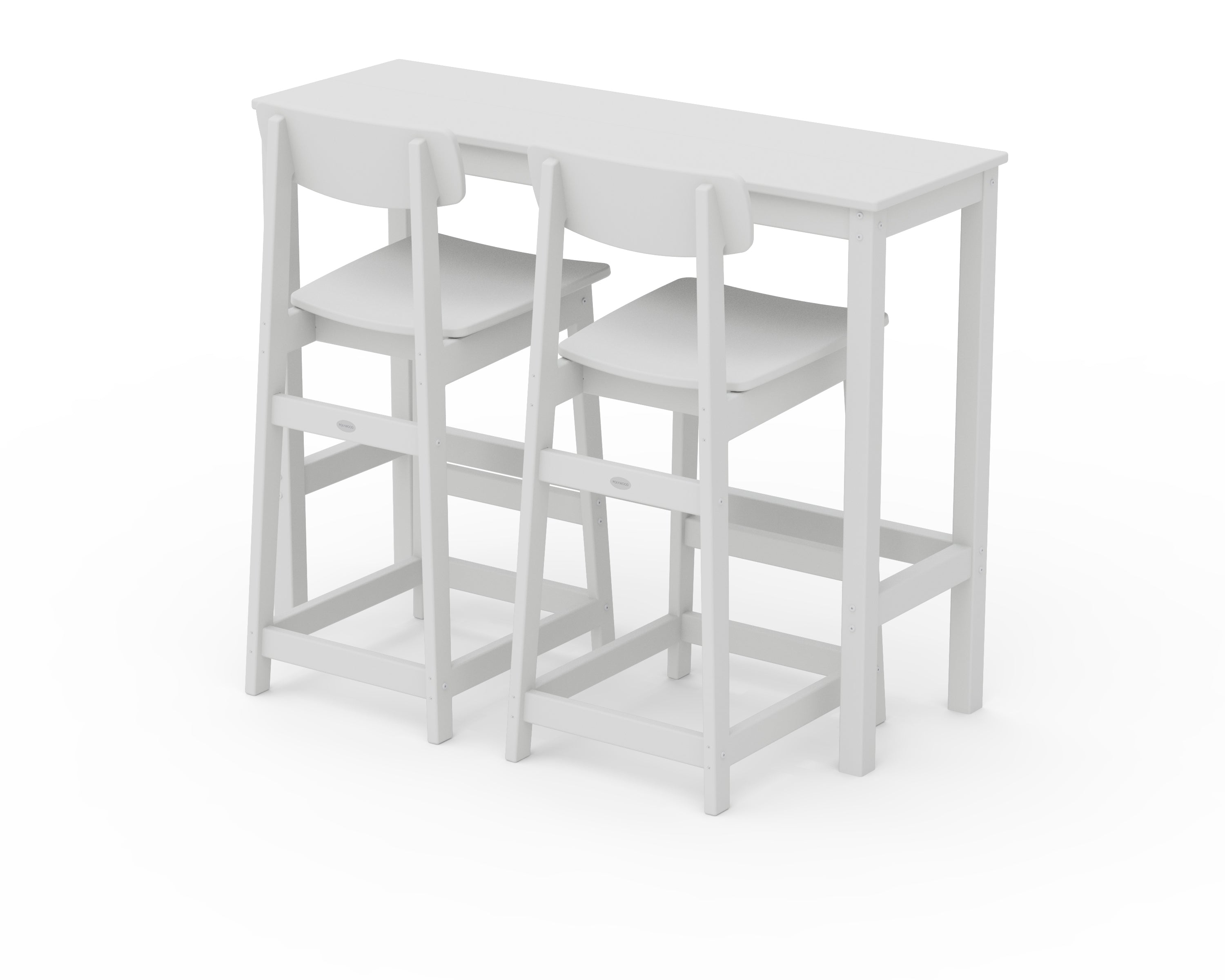 POLYWOOD Modern Studio Urban Bar Chair 3-Piece Balcony Set in White