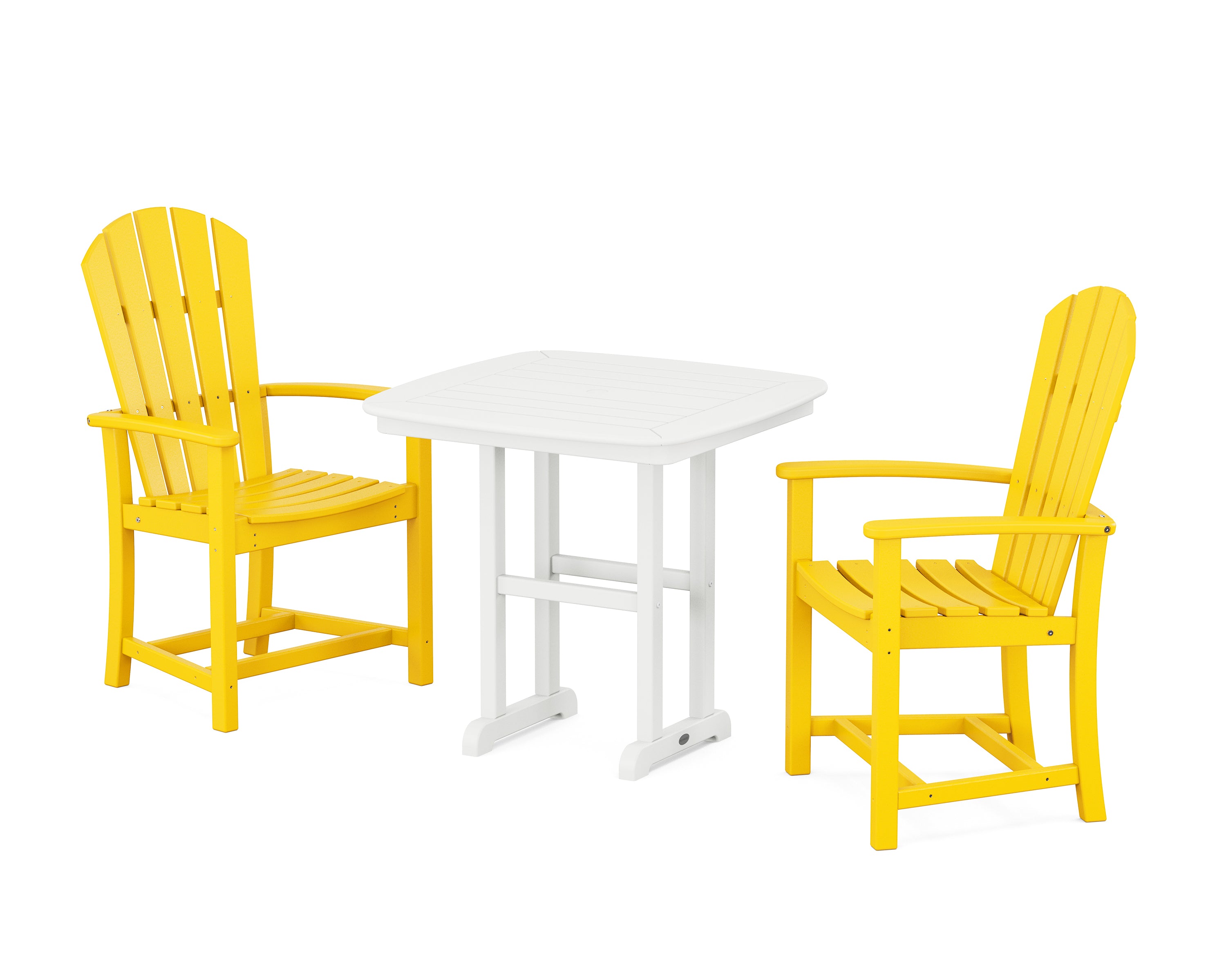 POLYWOOD Palm Coast 3-Piece Dining Set in Lemon / White