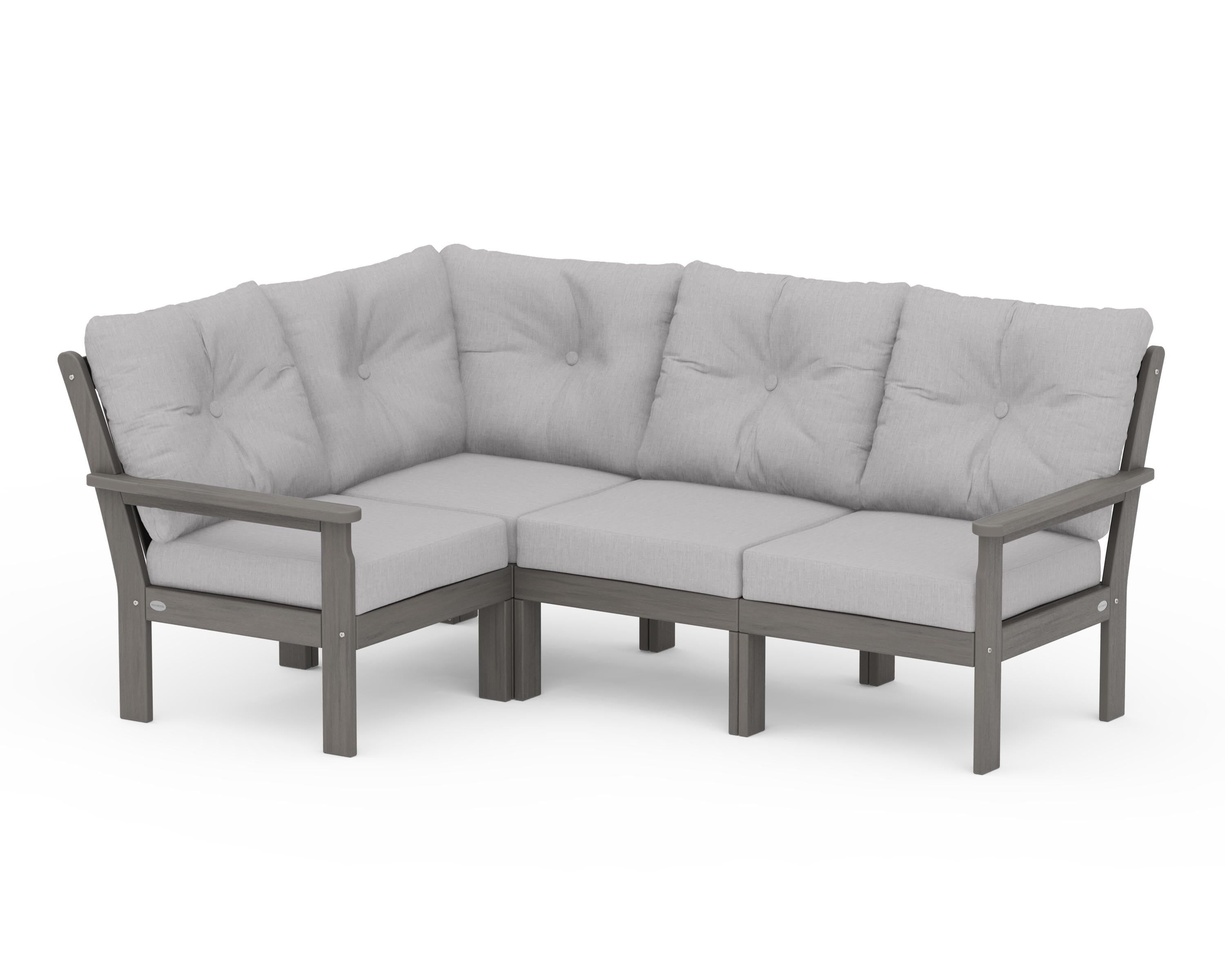 POLYWOOD Vineyard 4-Piece Sectional in Driftwood / Granite