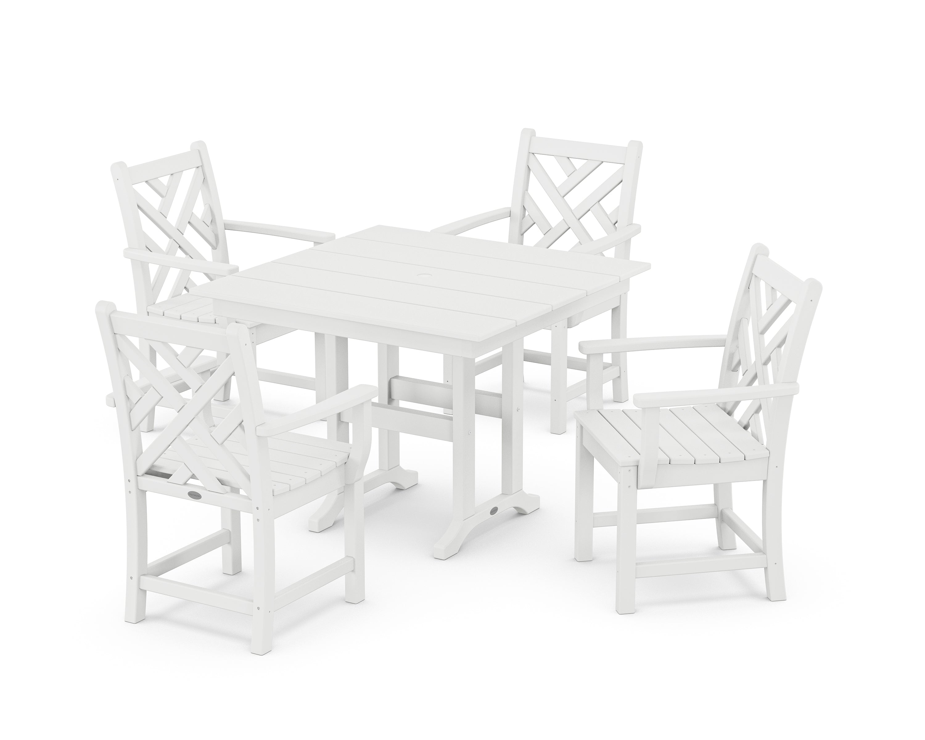 POLYWOOD Chippendale 5-Piece Farmhouse Dining Set in White