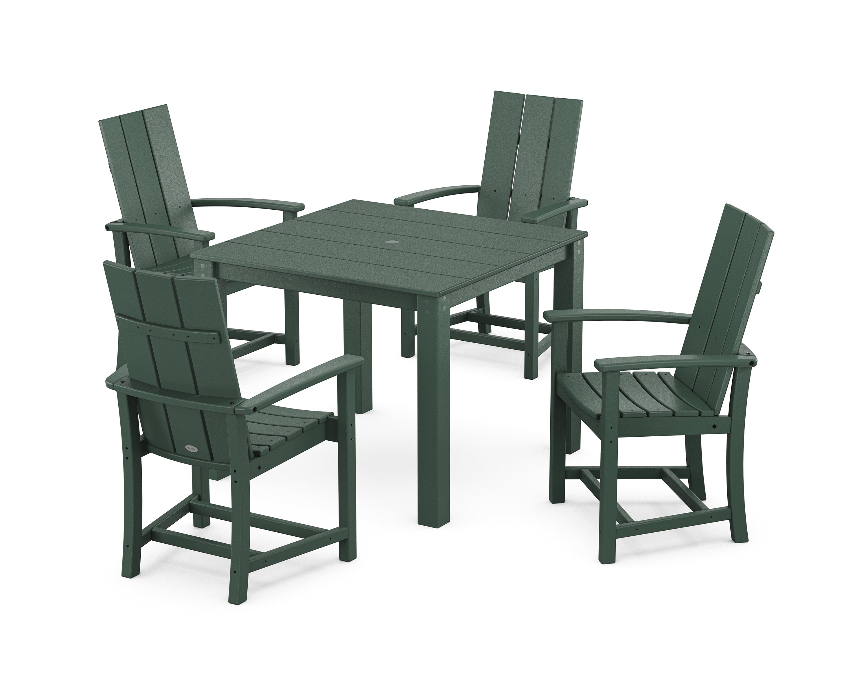 POLYWOOD Modern Adirondack 5-Piece Parsons Dining Set in Green