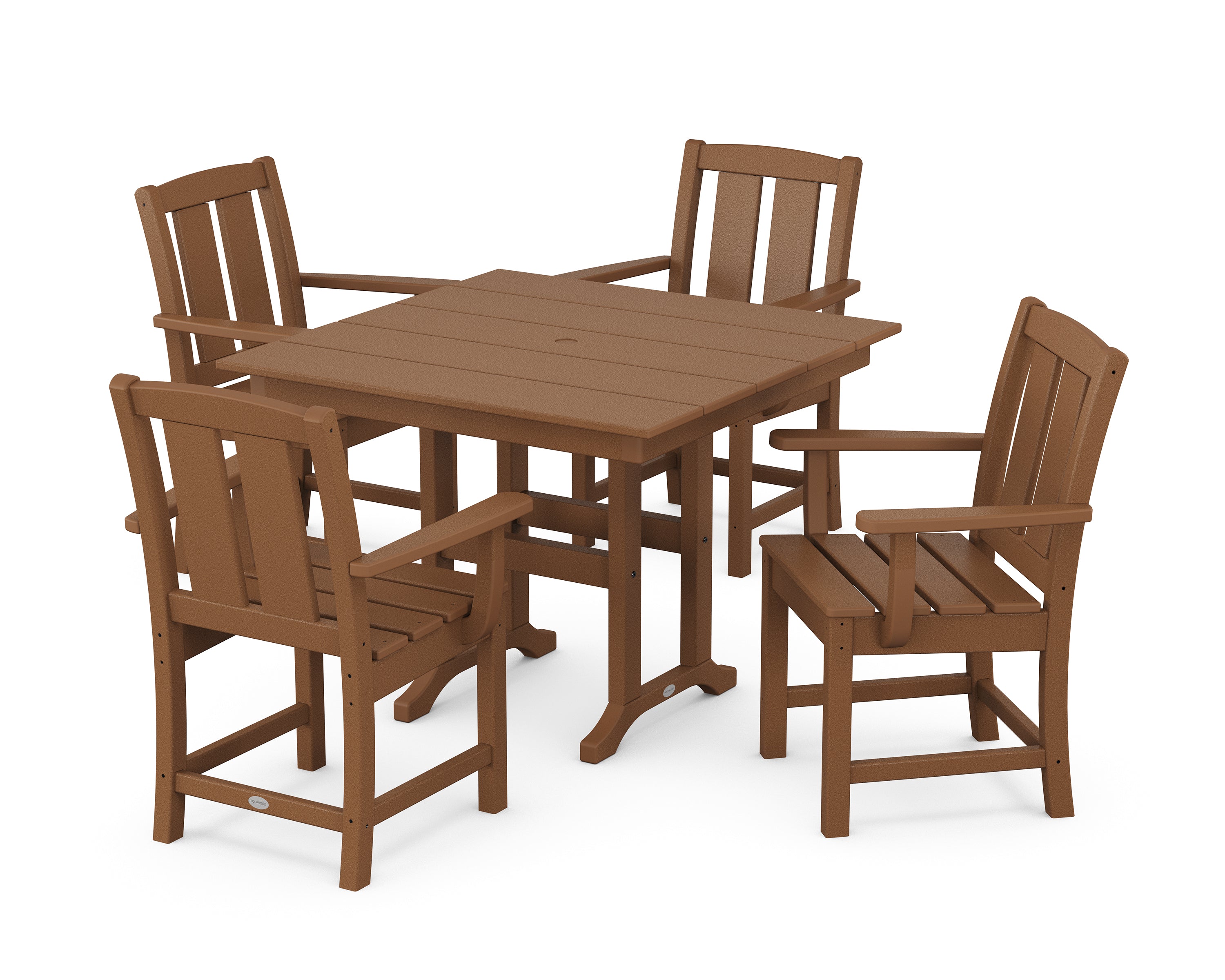POLYWOOD Mission 5-Piece Farmhouse Dining Set in Teak