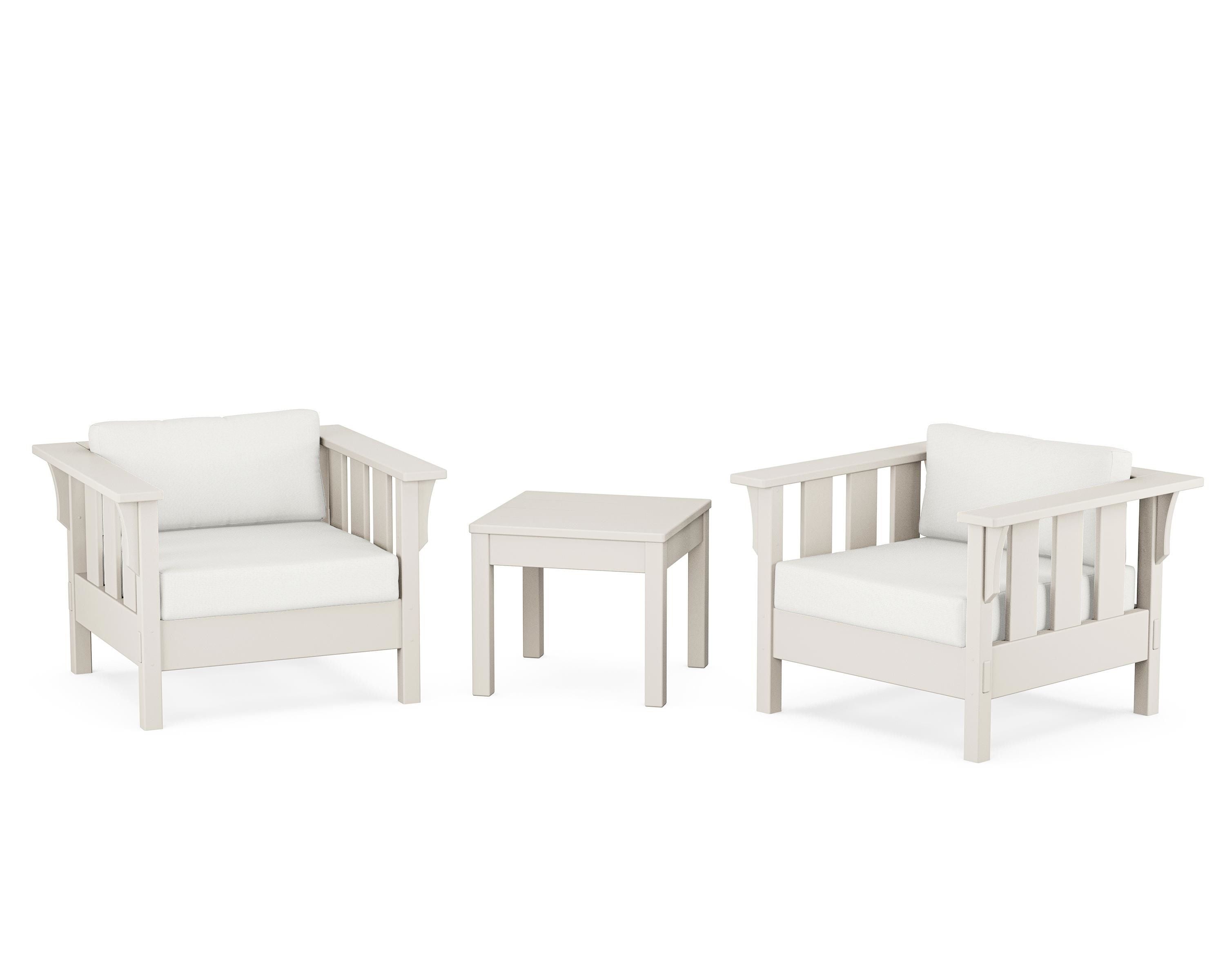 Martha Stewart by POLYWOOD Acadia 3-Piece Deep Seating Set in Sand / Natural Linen