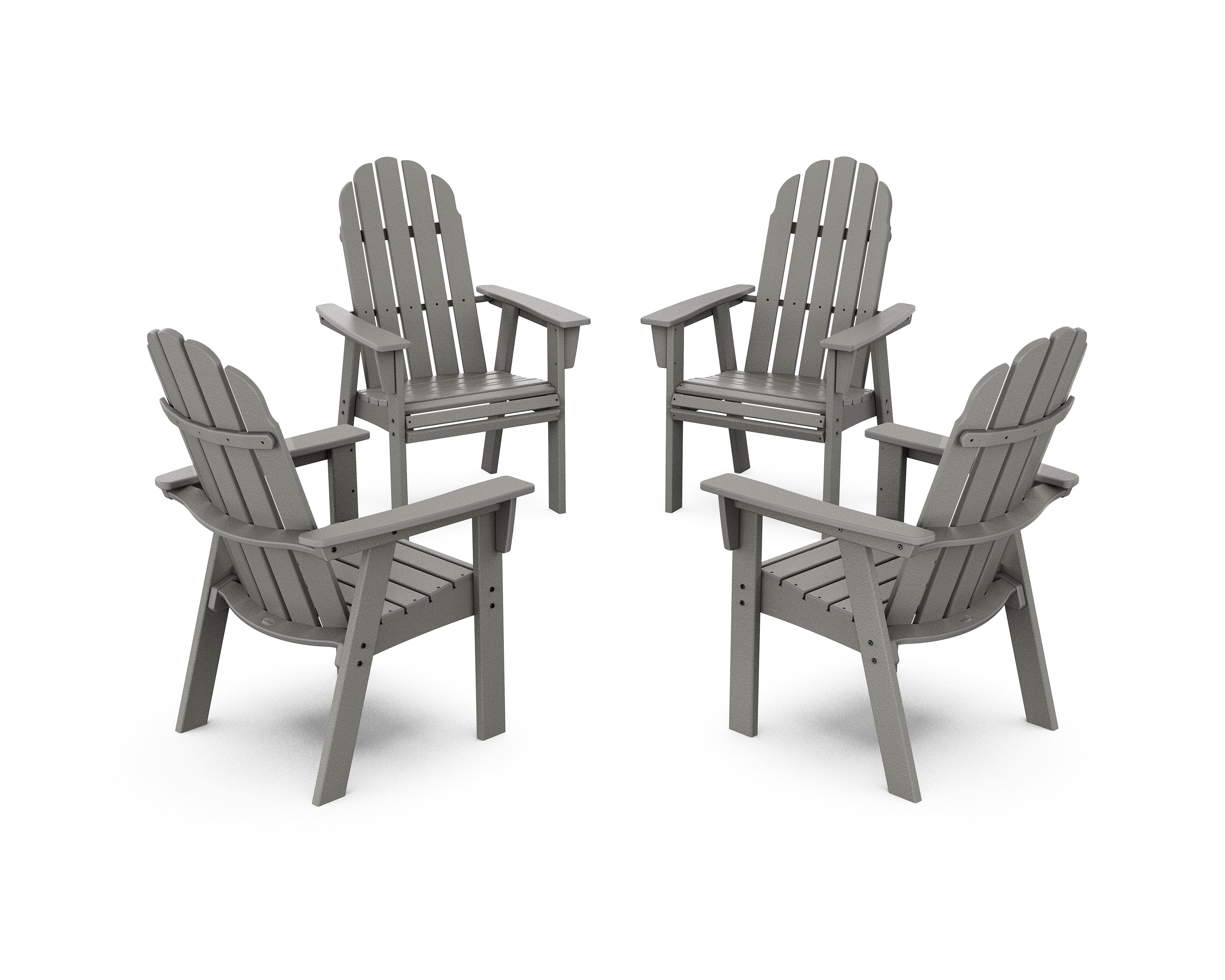 POLYWOOD® Vineyard 4-Piece Curveback Upright Adirondack Conversation Set in Slate Grey
