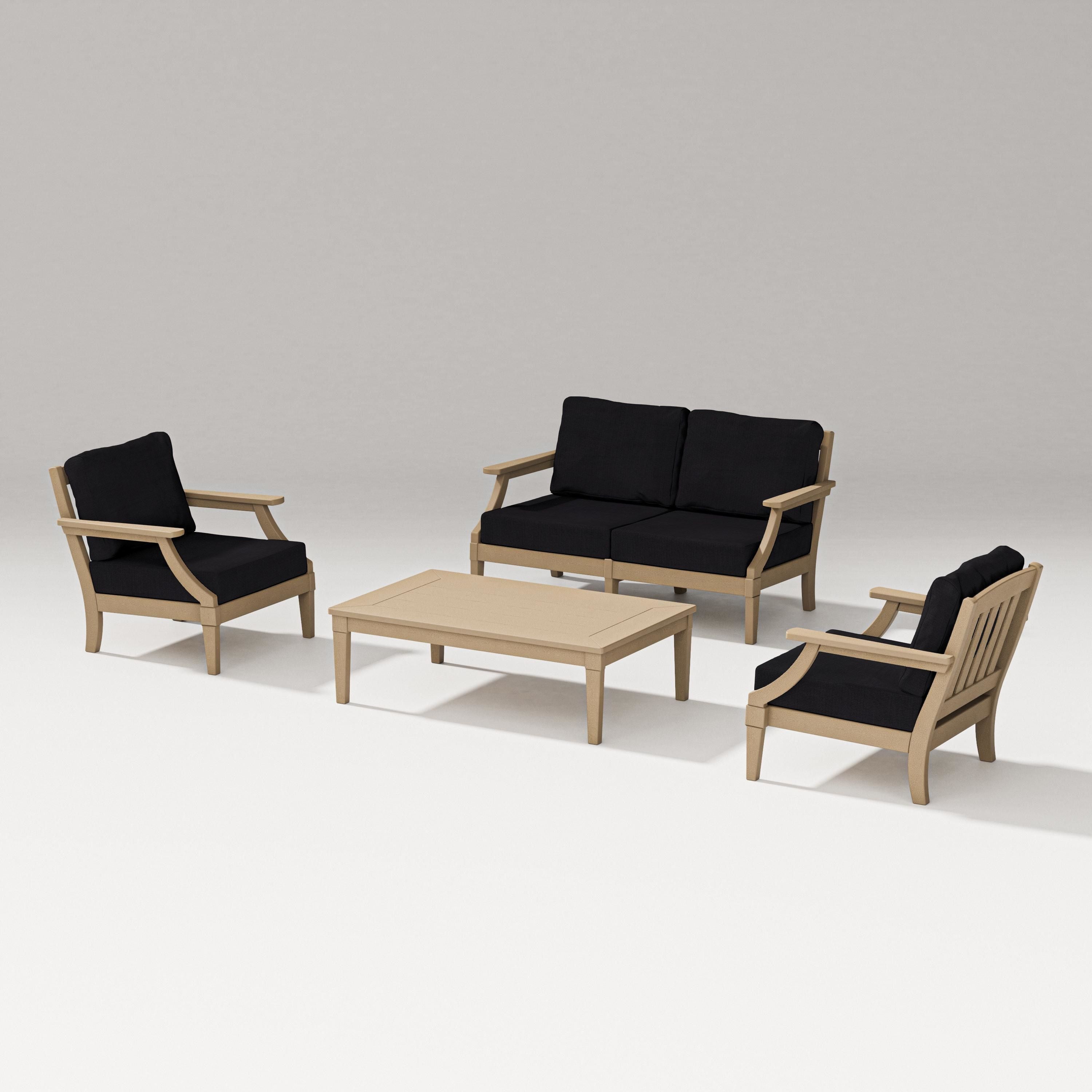 PW Designer Series Estate Lounge 4-Piece Loveseat Set in Vintage Sahara / Midnight Linen