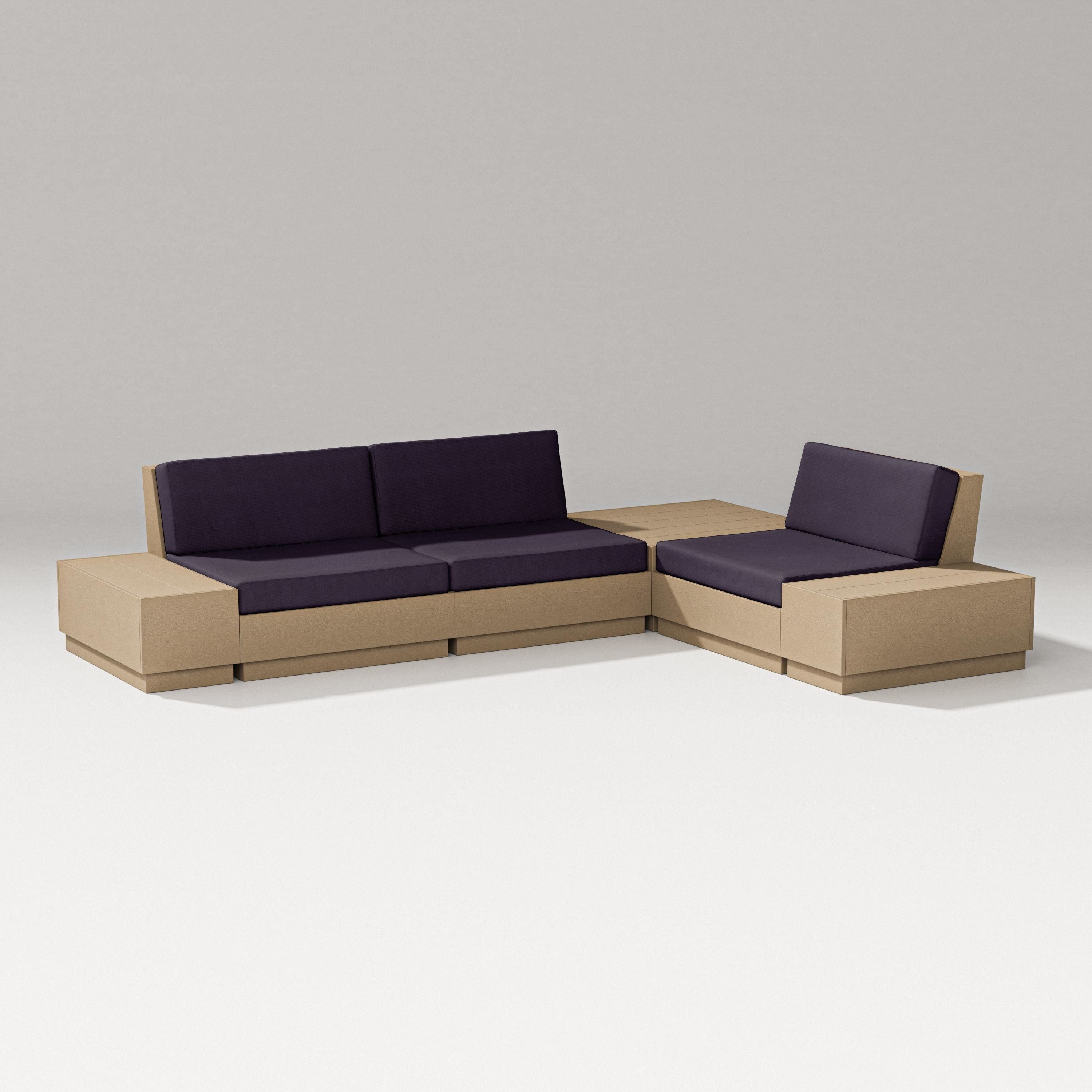 PW Designer Series Elevate 6-Piece Corner Sectional in Vintage Sahara / Navy Linen