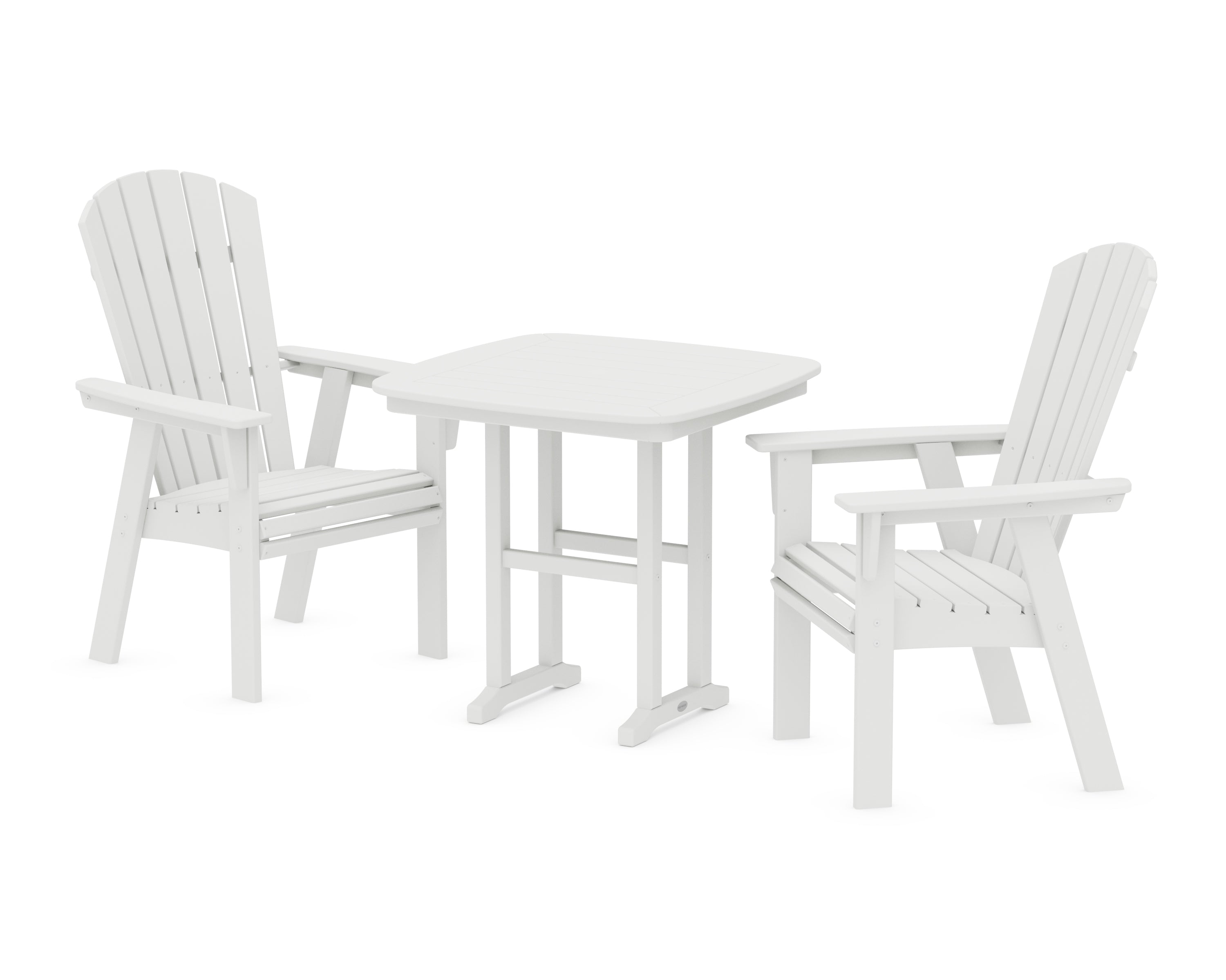 POLYWOOD Nautical Adirondack 3-Piece Dining Set in White