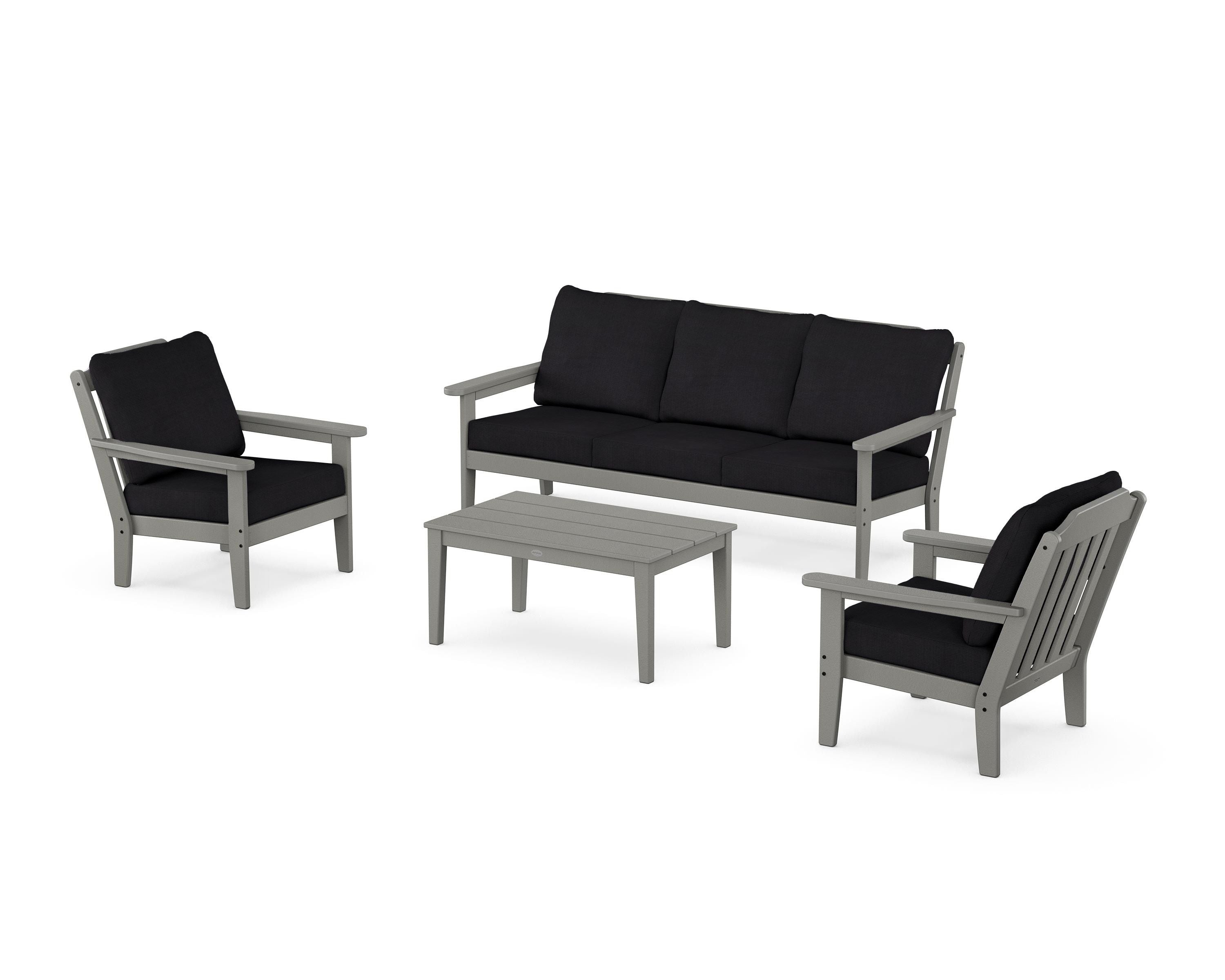 Country Living Cottage 4-Piece Deep Seating Set with Sofa in Slate Grey / Midnight Linen