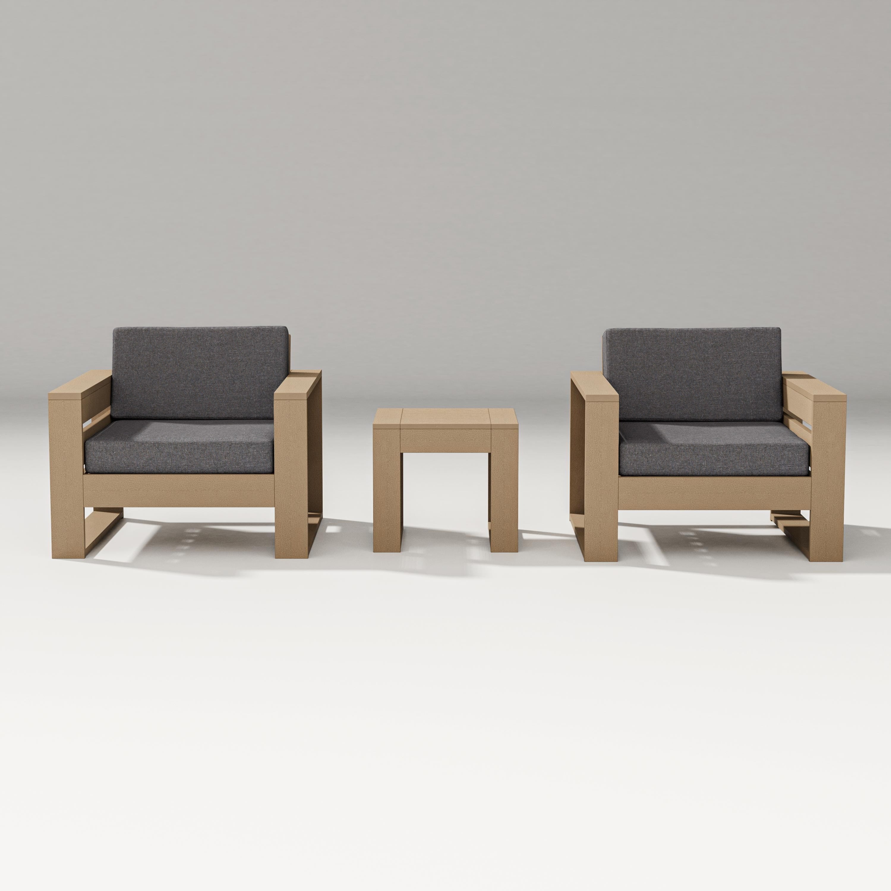 PW Designer Series Latitude 3-Piece Lounge Chair Set in Vintage Sahara / Ash Charcoal