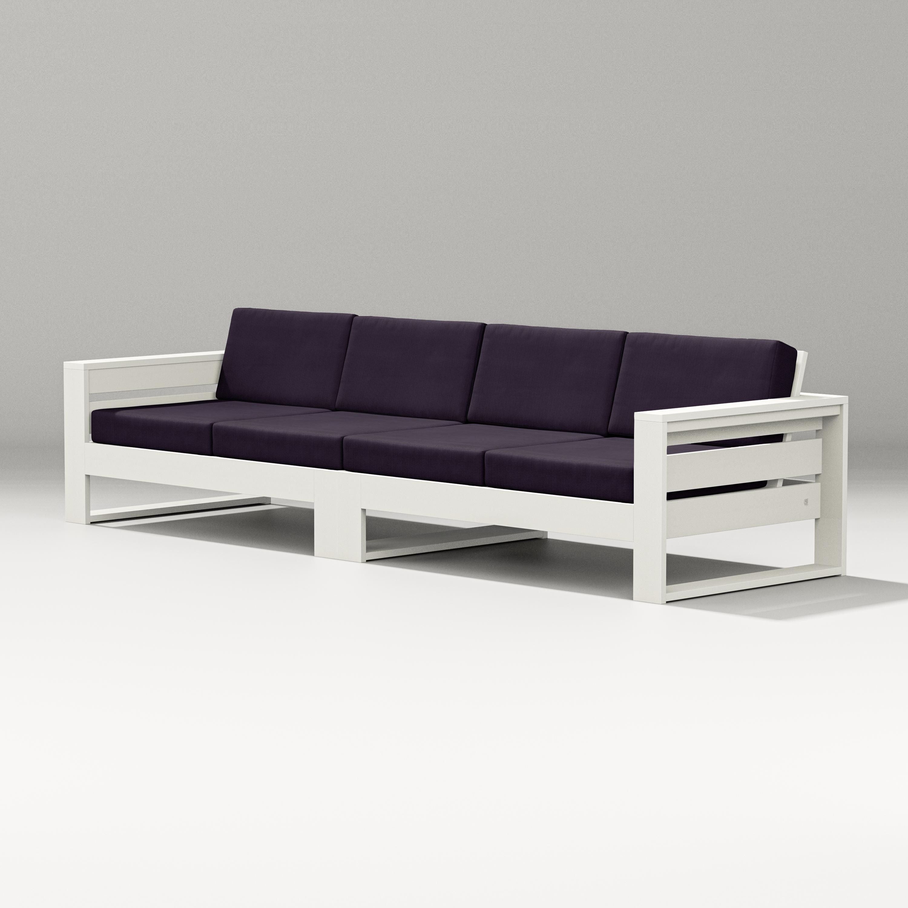 PW Designer Series Latitude Straight Sectional in Vintage White / Navy Linen