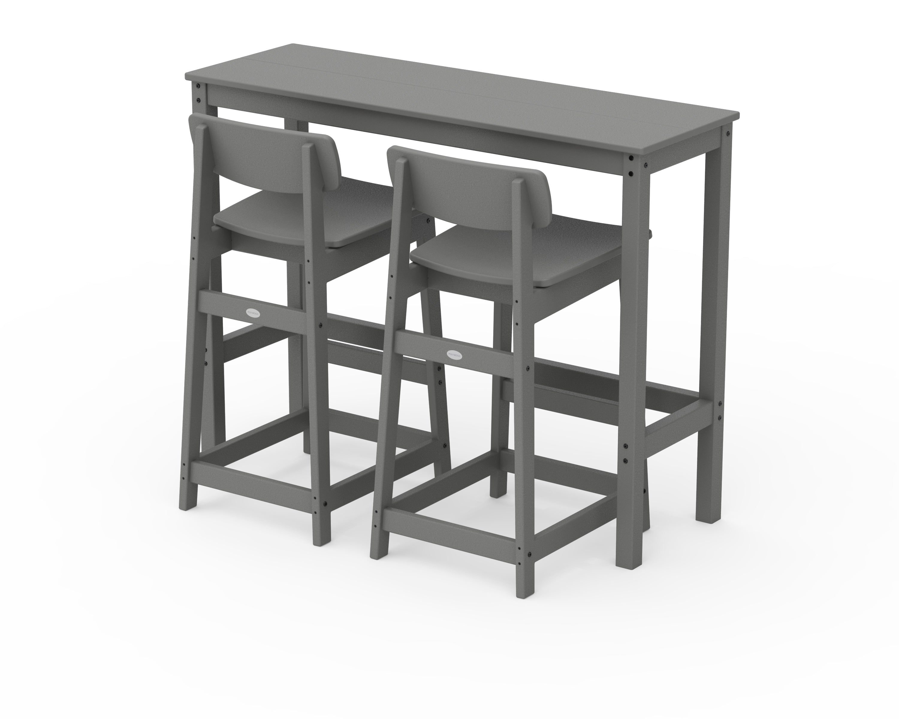 POLYWOOD Modern Studio Urban Lowback Bar Chair 3-Piece Balcony Set in Slate Grey