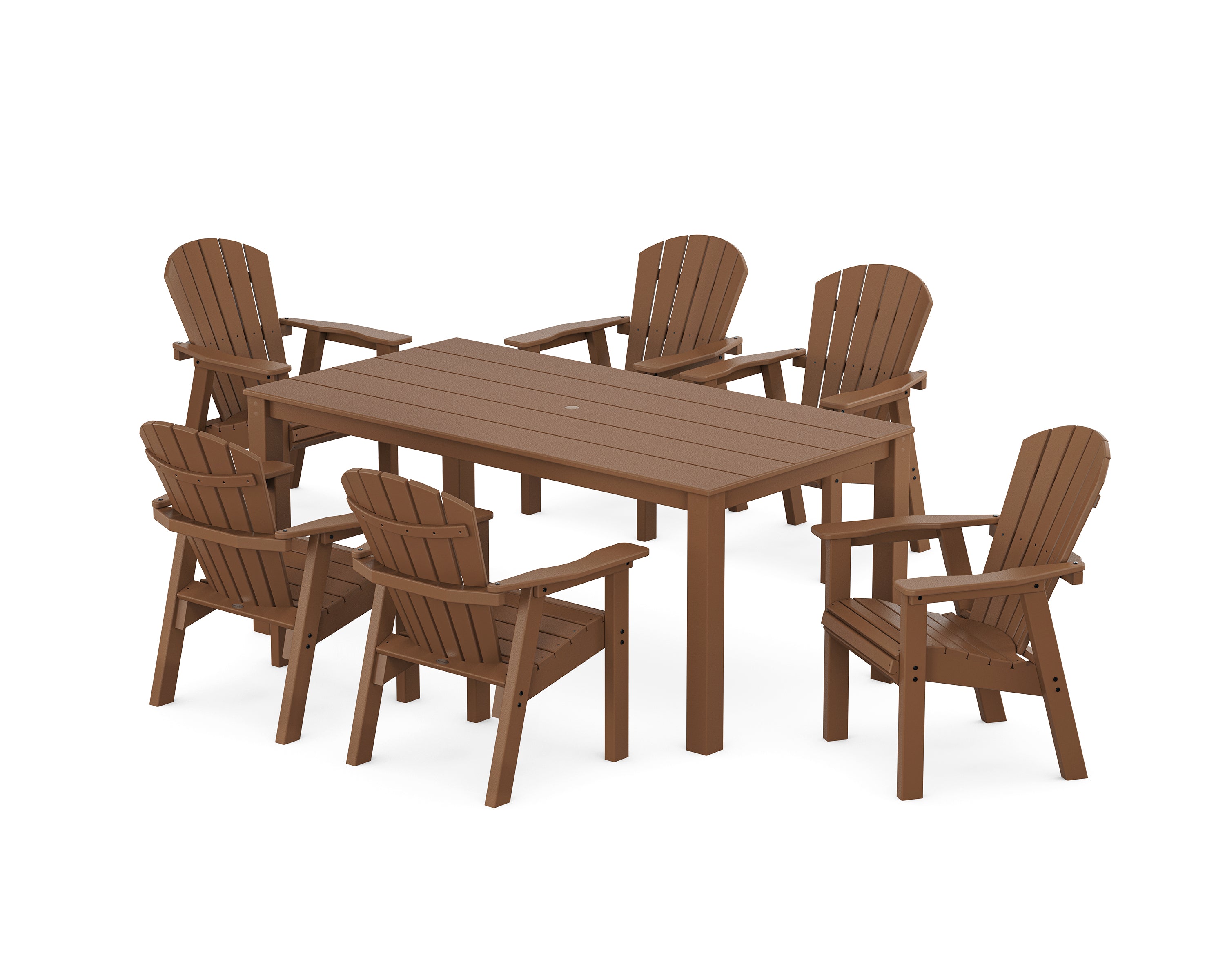 POLYWOOD Seashell 7-Piece Parsons Dining Set in Teak