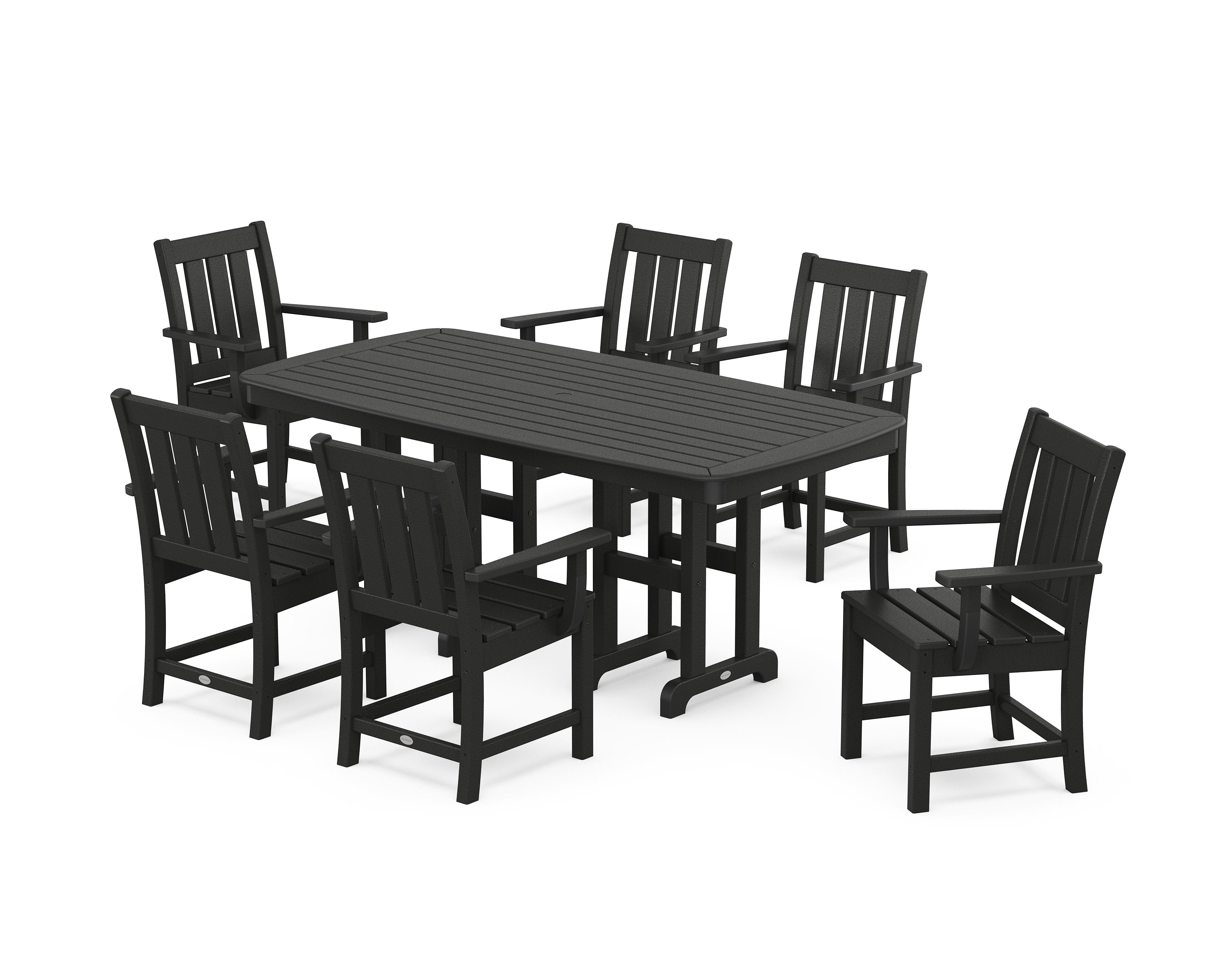 POLYWOOD® Oxford Arm Chair 7-Piece Dining Set in Black