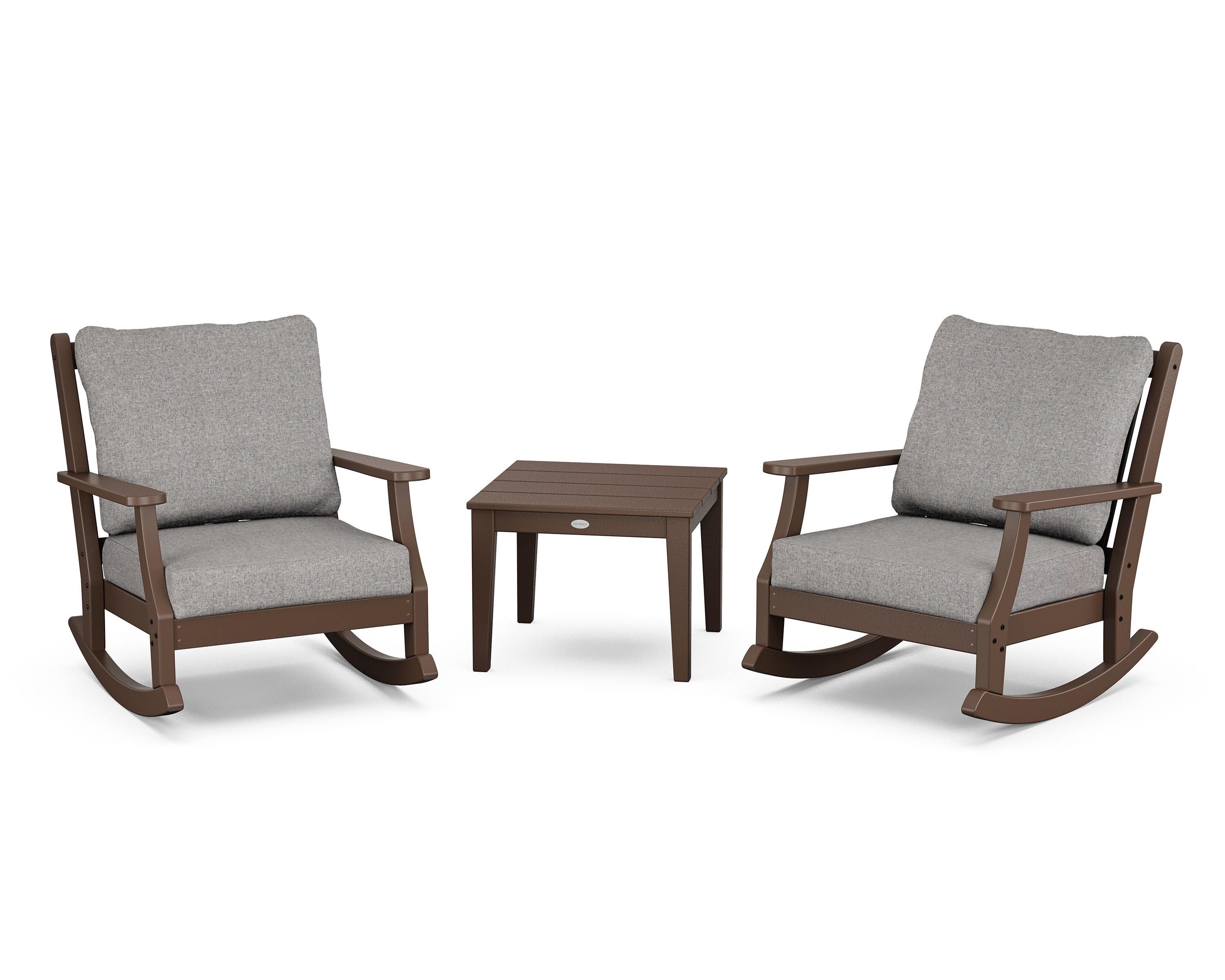 Country Living Wovendale 3-Piece Deep Seating Rocker Set in Mahogany / Grey Mist