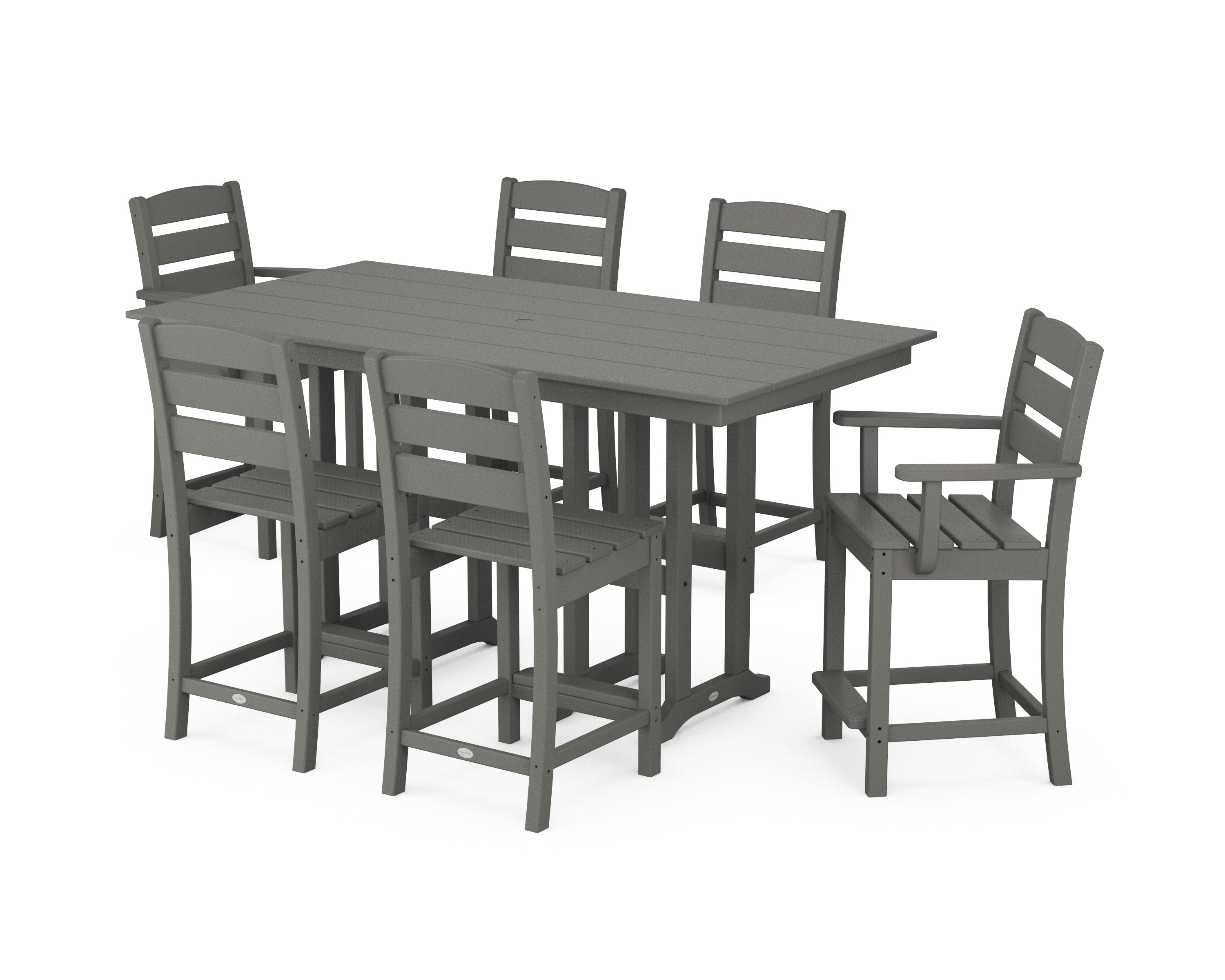 POLYWOOD® Lakeside 7-Piece Counter Set in Slate Grey