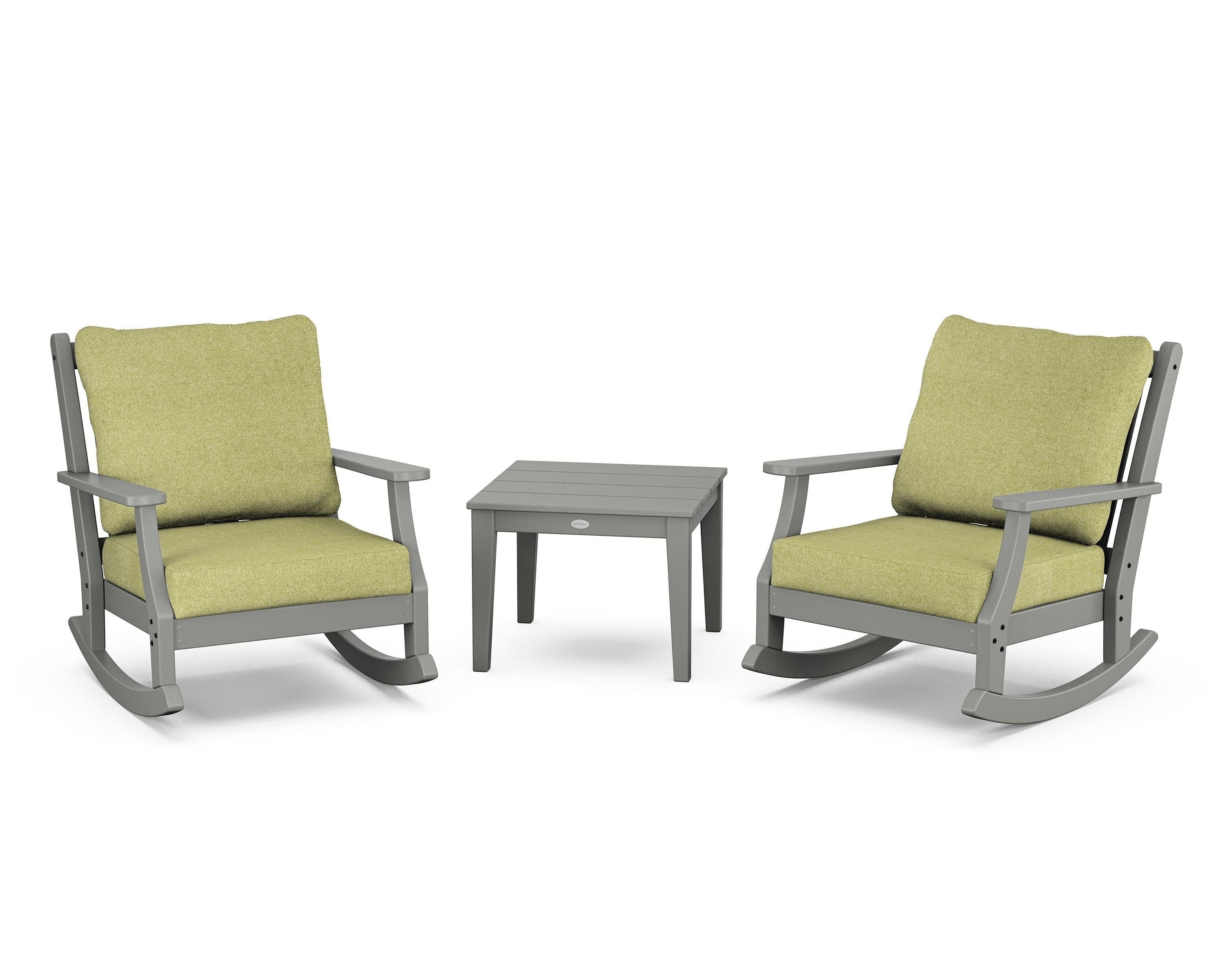 Country Living Wovendale 3-Piece Deep Seating Rocker Set in Slate Grey / Chartreuse Boucle