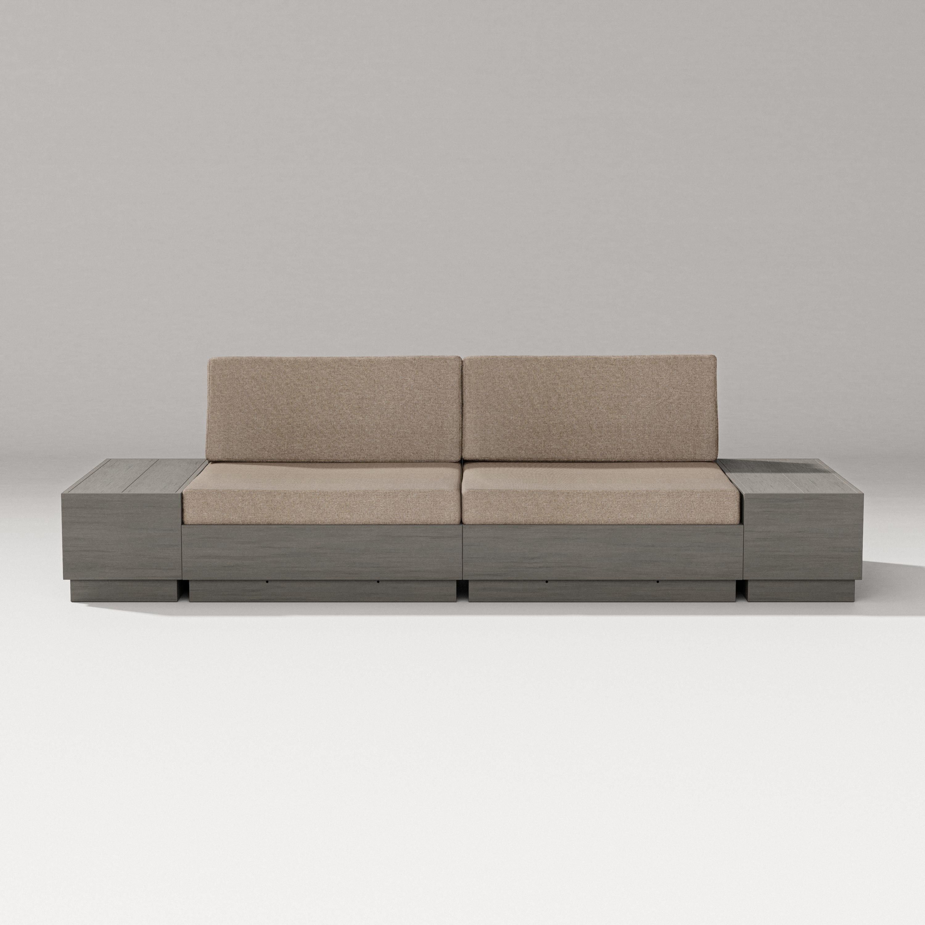 PW Designer Series Elevate 4-Piece Loveseat Sectional in Driftwood / Spiced Burlap