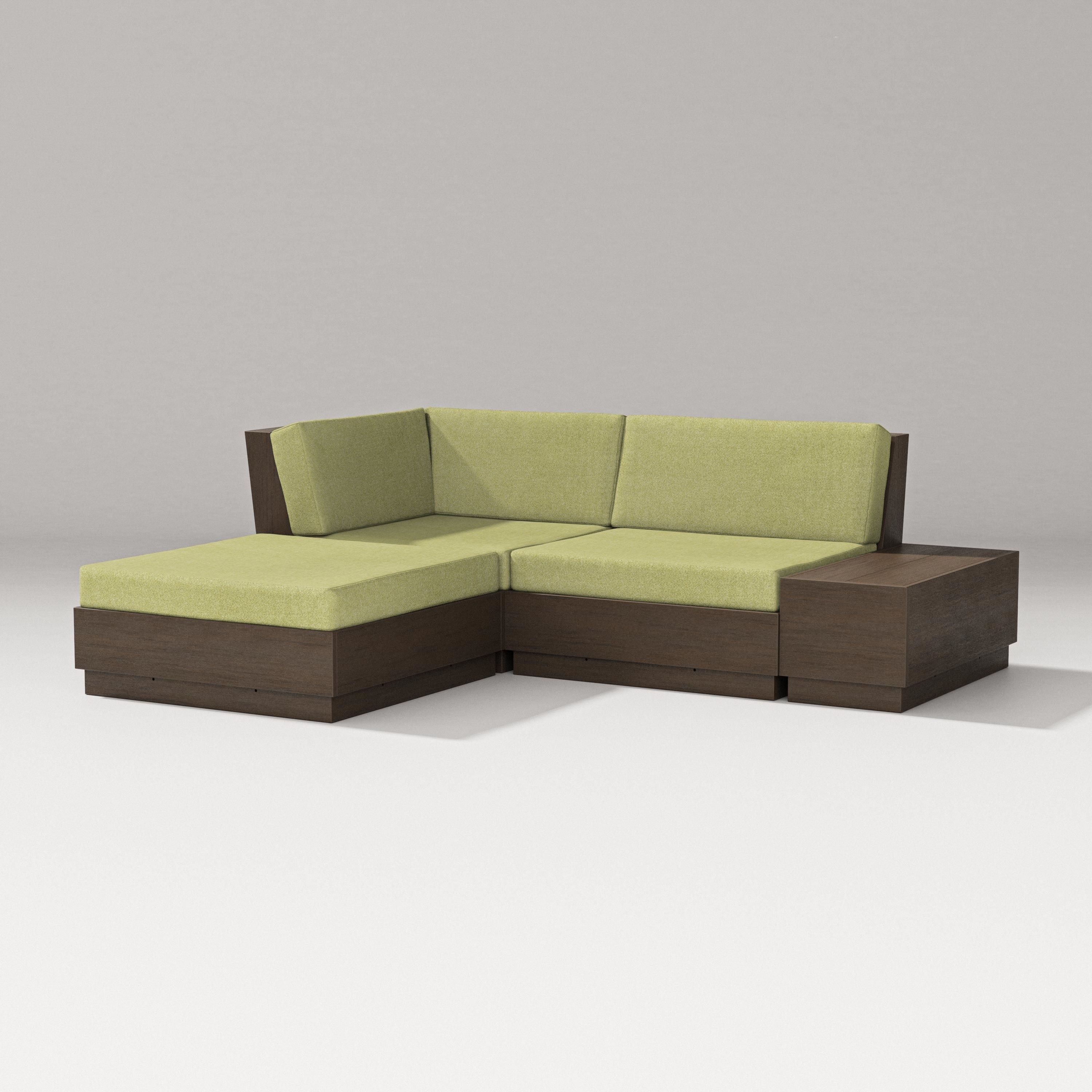 PW Designer Series Elevate Loveseat Sectional with Chaise in Kona / Chartreuse Boucle