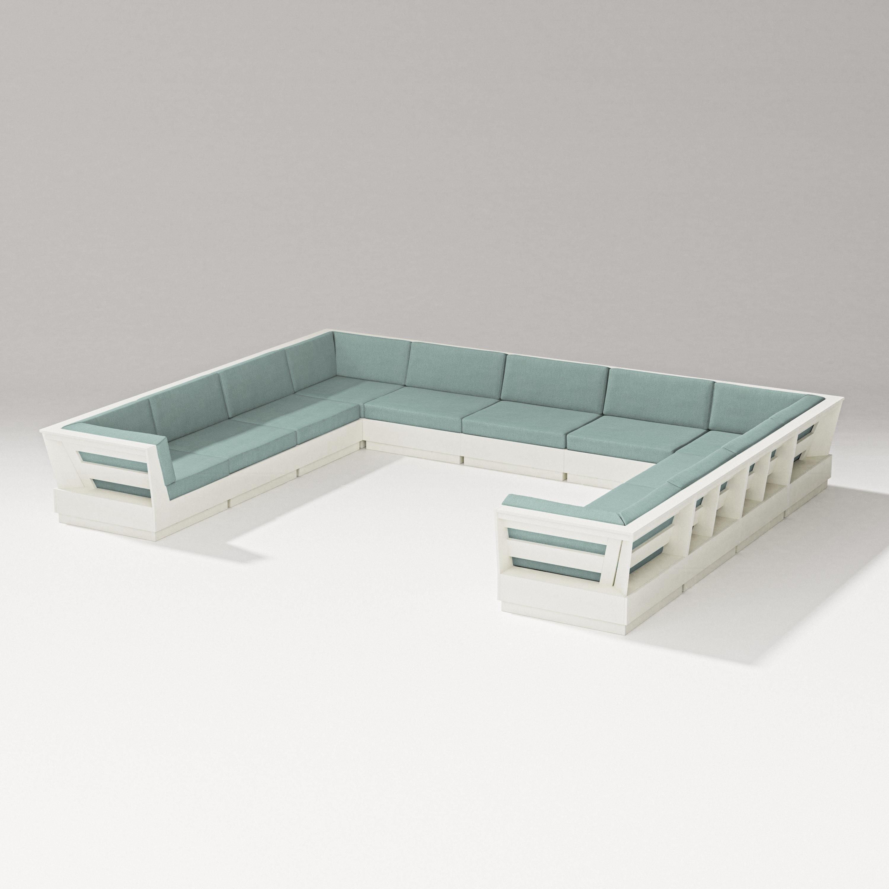 PW Designer Series Elevate Large U-Shaped Sectional in Vintage White / Glacier Spa