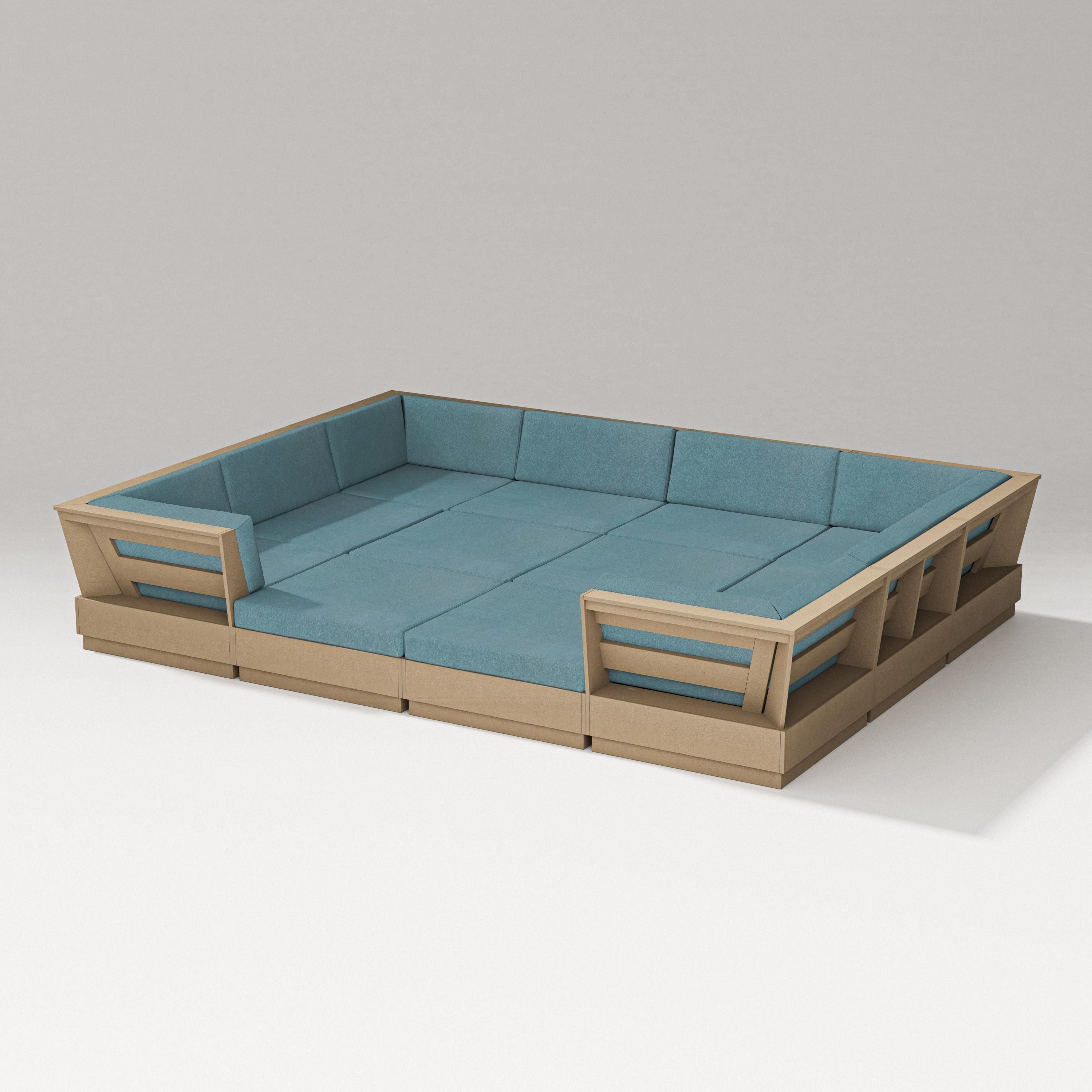 PW Designer Series Elevate 12-Piece Pit Sectional in Vintage Sahara / Ocean Teal
