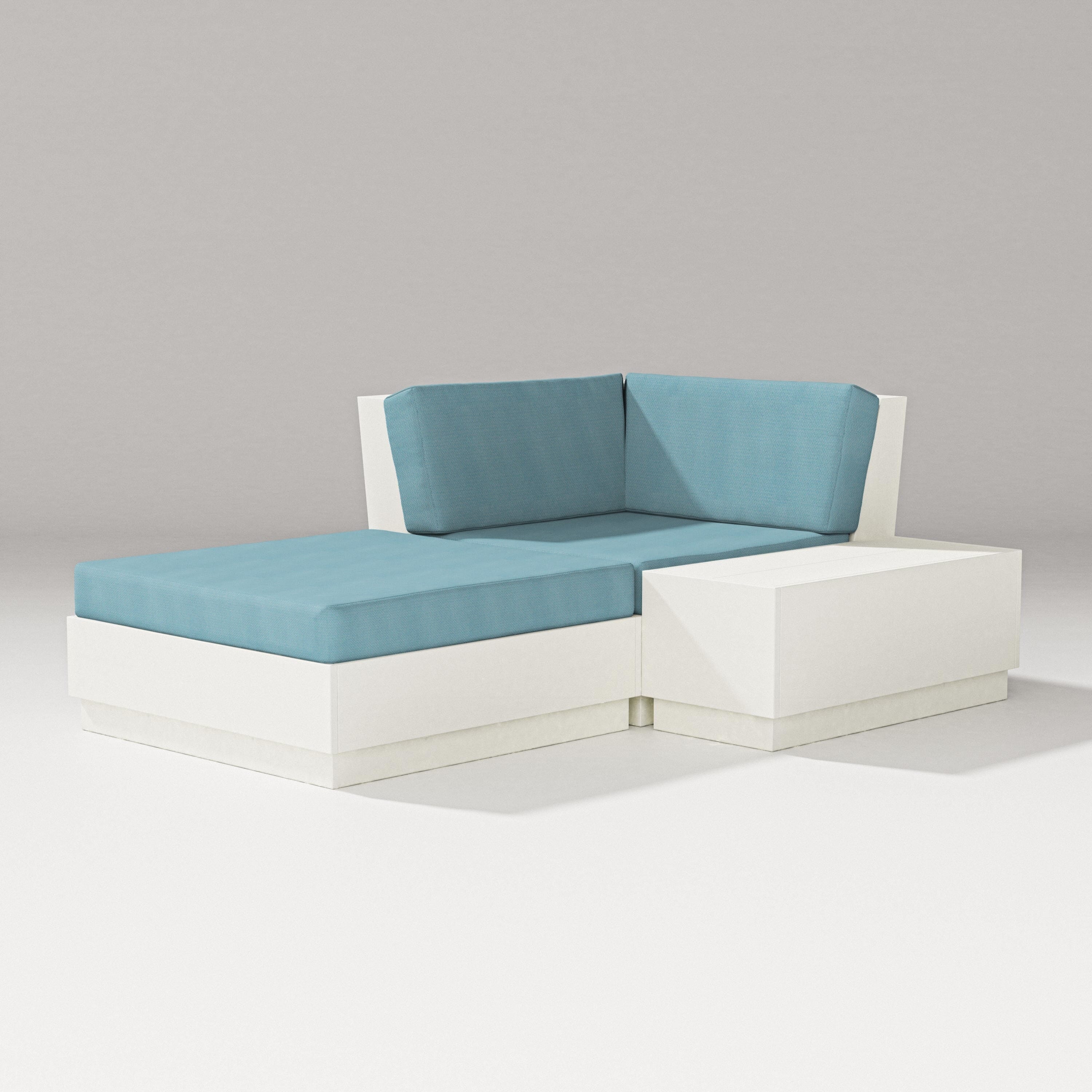 PW Designer Series Elevate Corner Chaise in Vintage White / Lattice Sky Blue