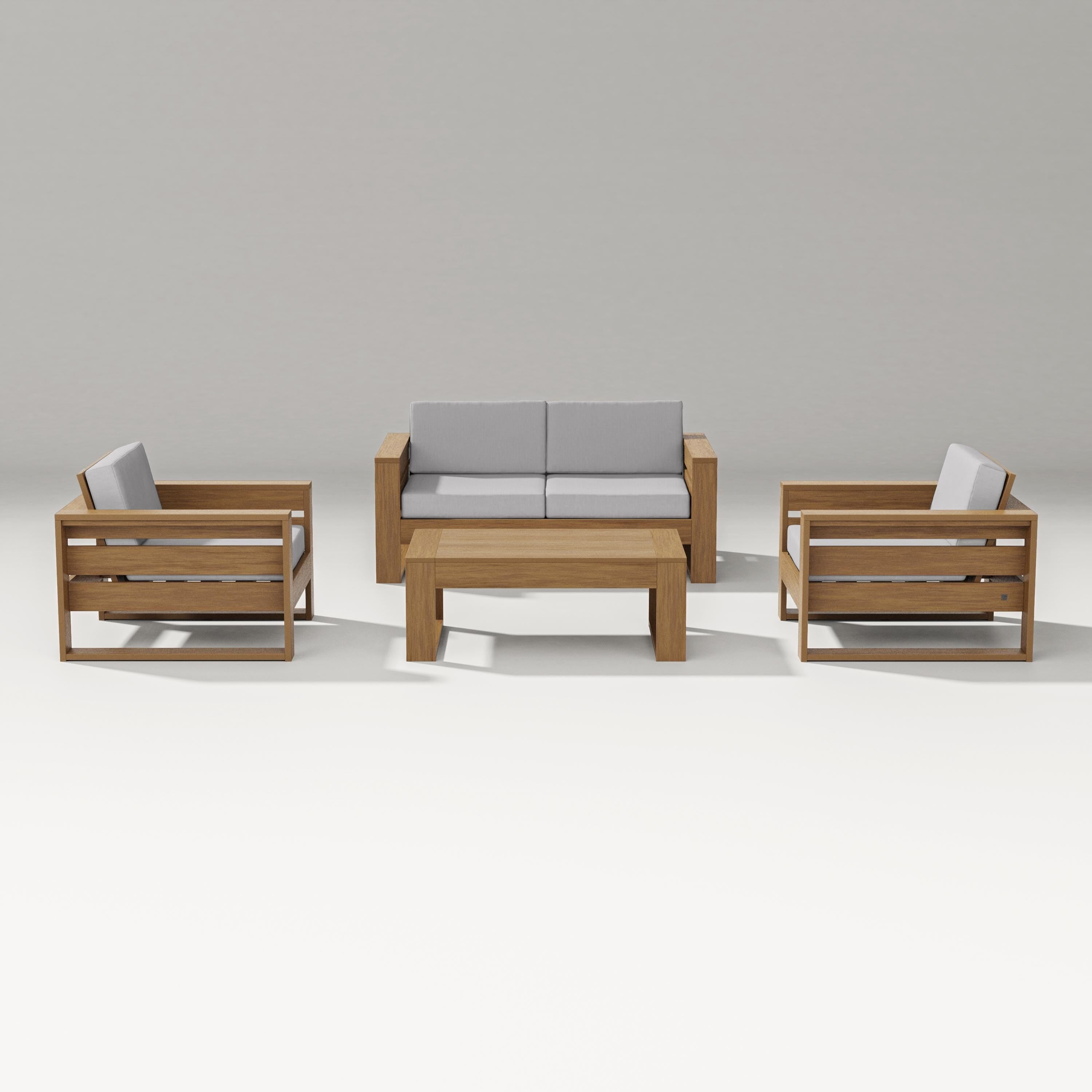 PW Designer Series Latitude 4-Piece Lounge Loveseat Set in Natural / Granite