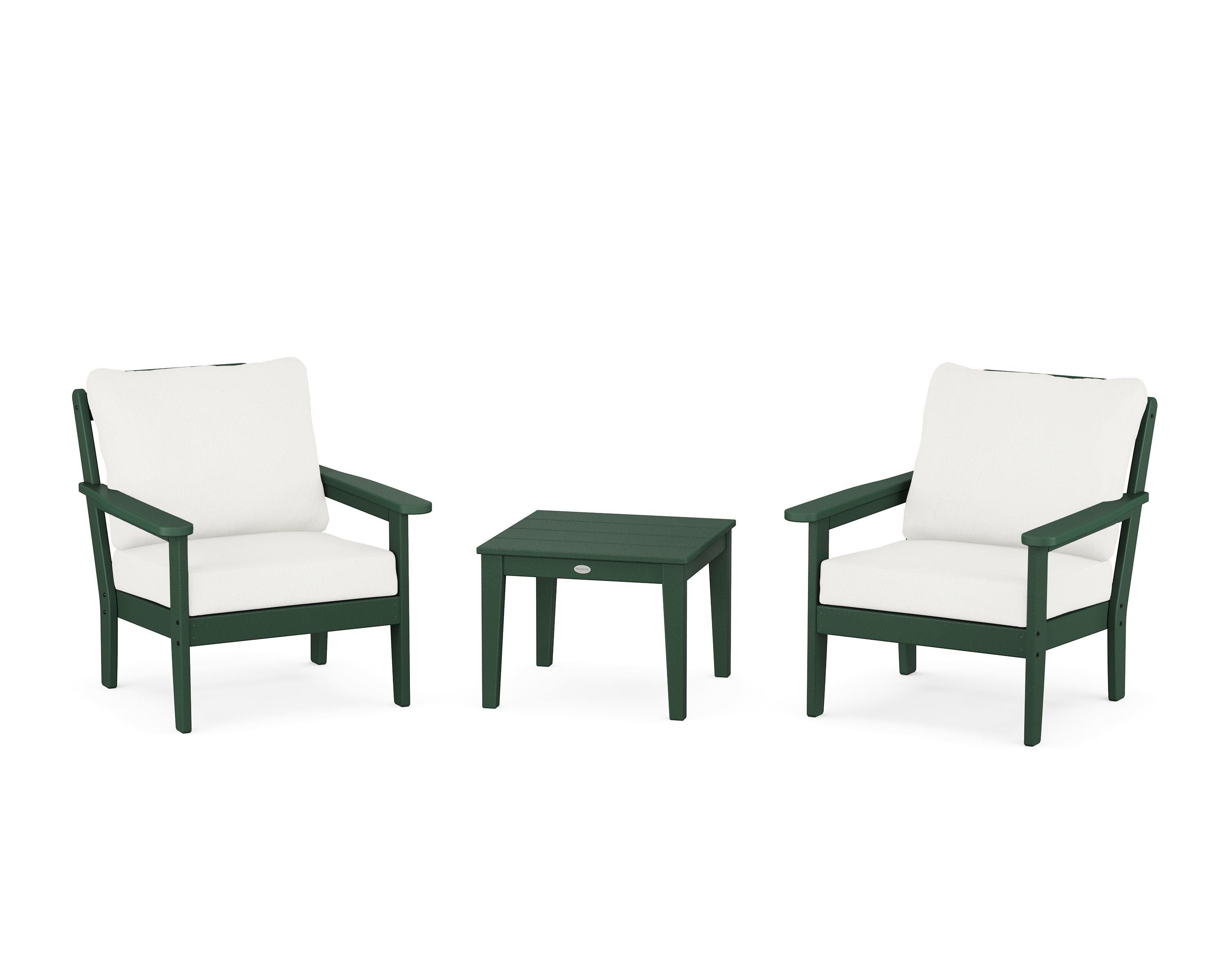 Country Living Cottage 3-Piece Deep Seating Set in Green / Natural Linen