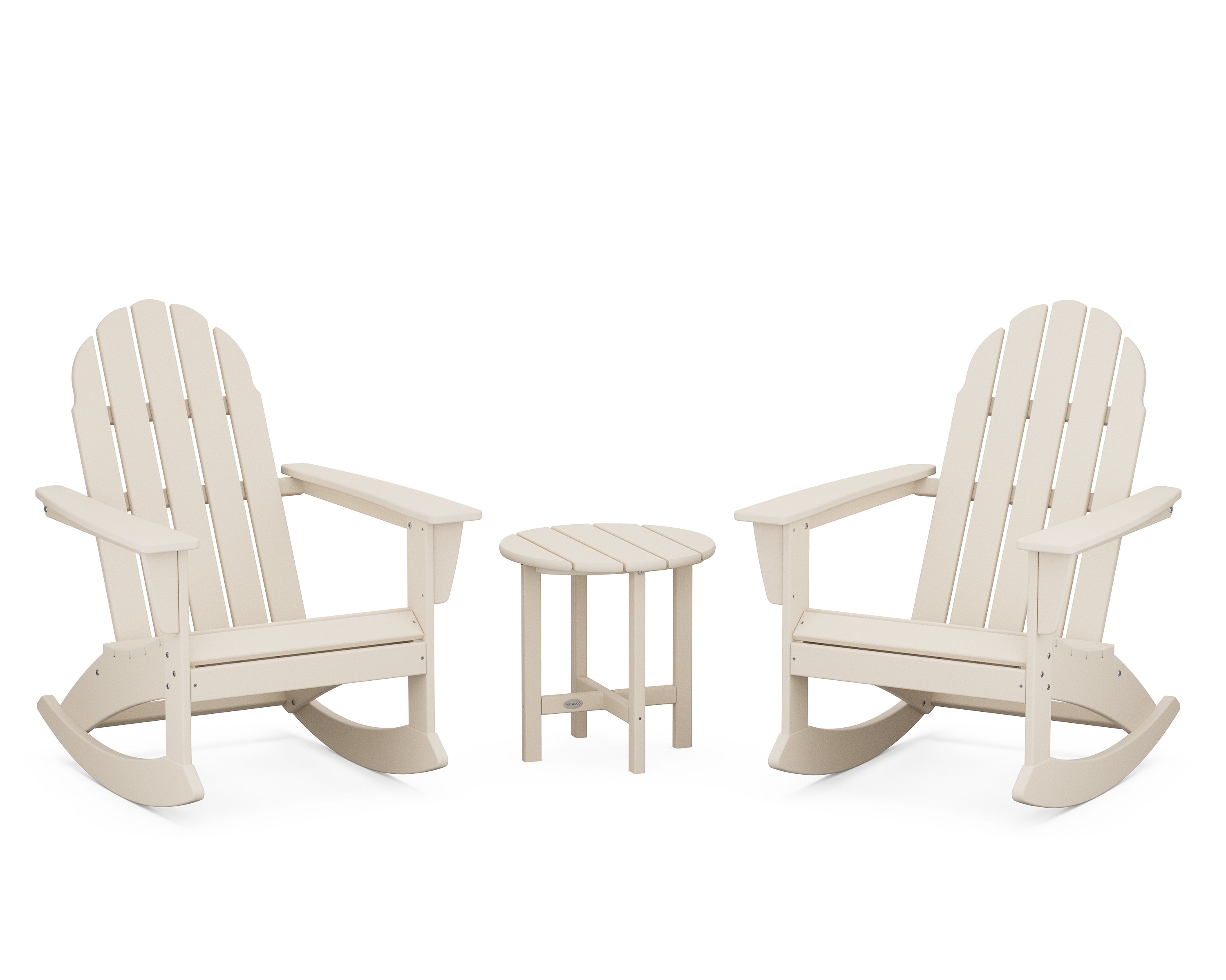 POLYWOOD Vineyard 3-Piece Adirondack Rocking Chair Set in Sand