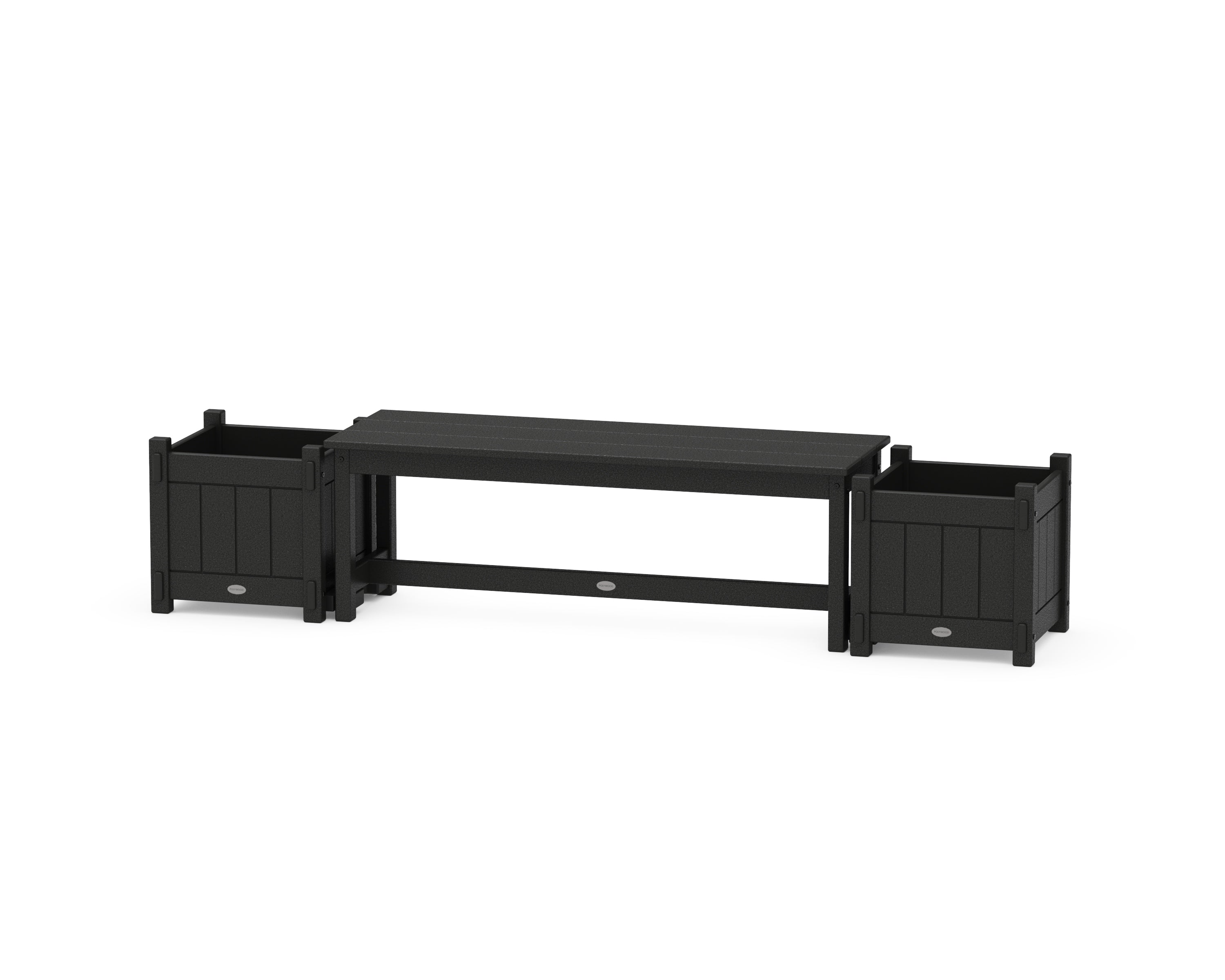 POLYWOOD 48" Vineyard Straight Planter Bench Set in Black