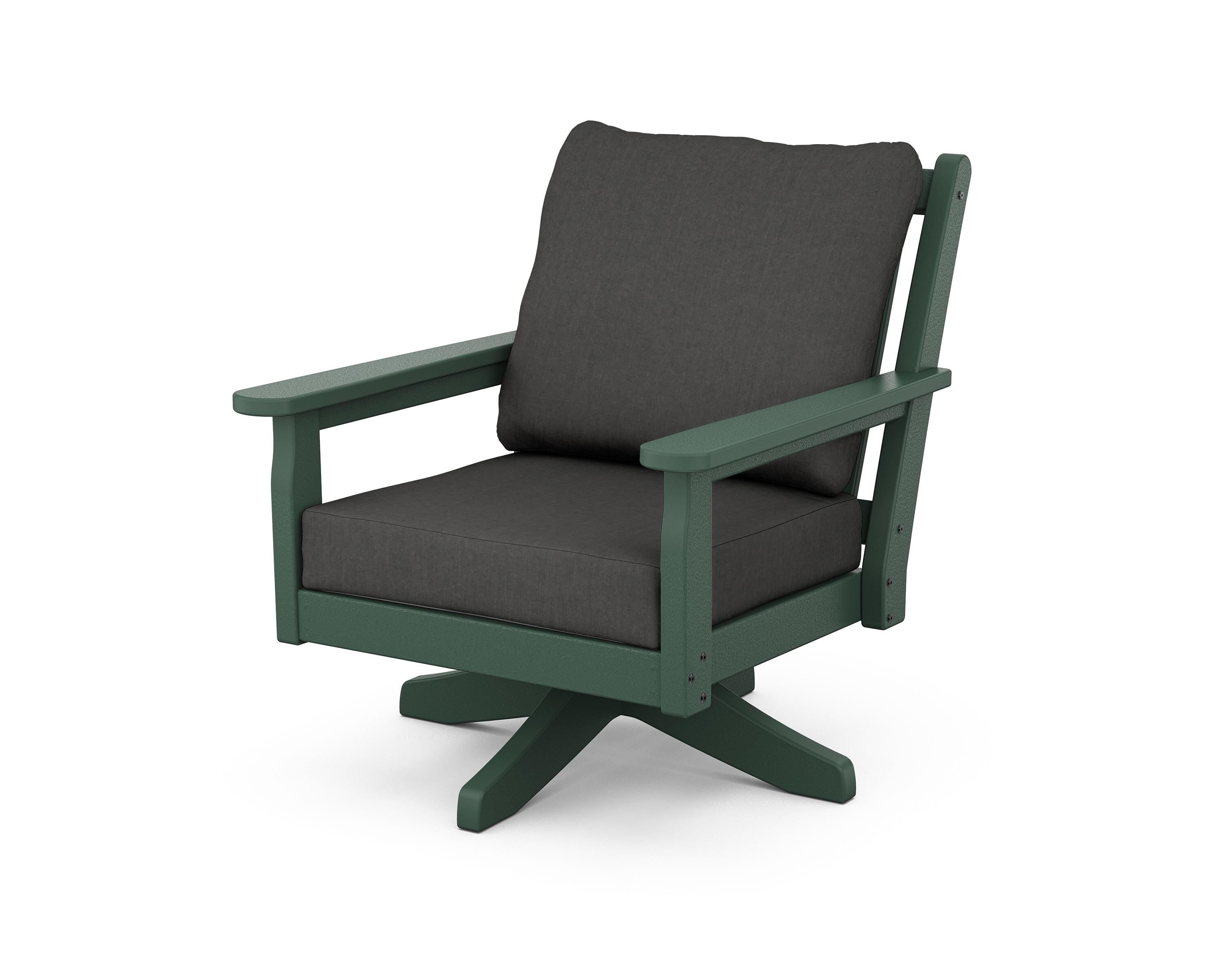 POLYWOOD Chippendale Deep Seating Swivel Chair in Green / Spectrum Carbon