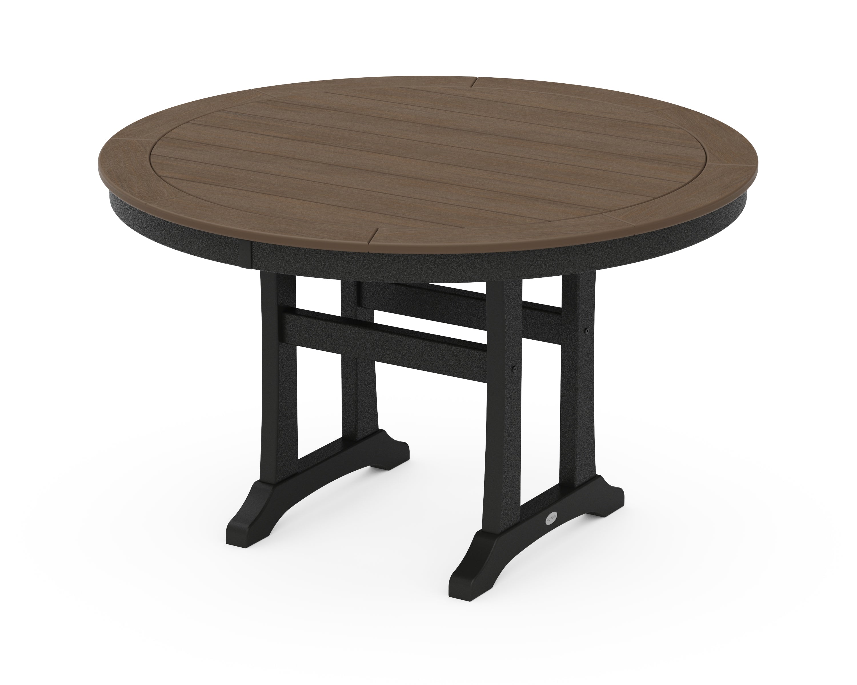 POLYWOOD Nautical Trestle 48" Round Dining Table in Black / Kona