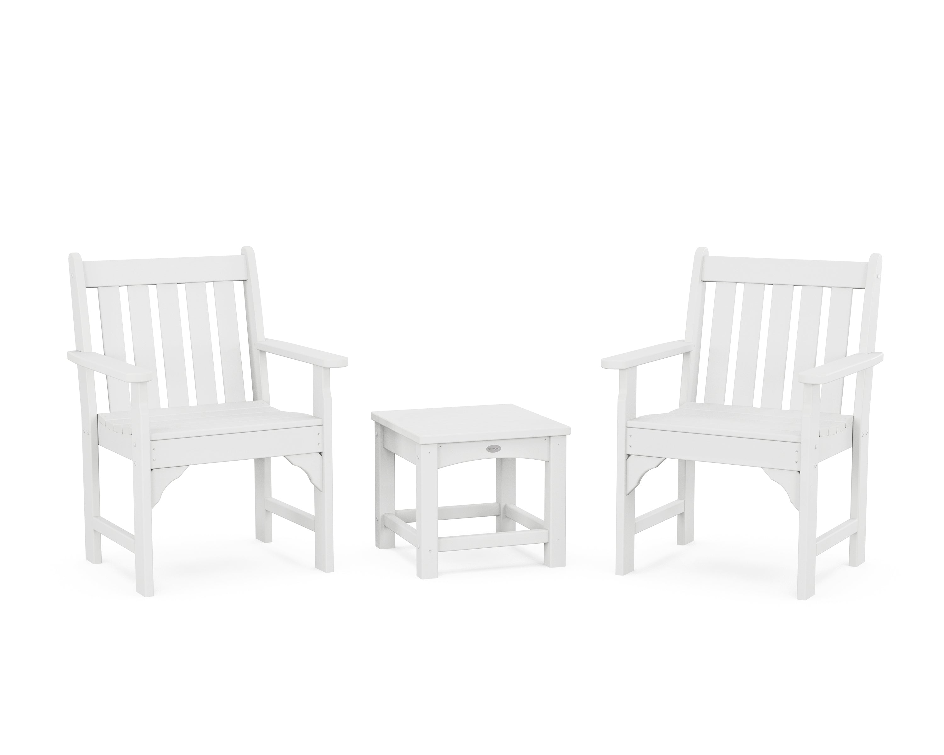 POLYWOOD Vineyard 3-Piece Garden Chair Set in White