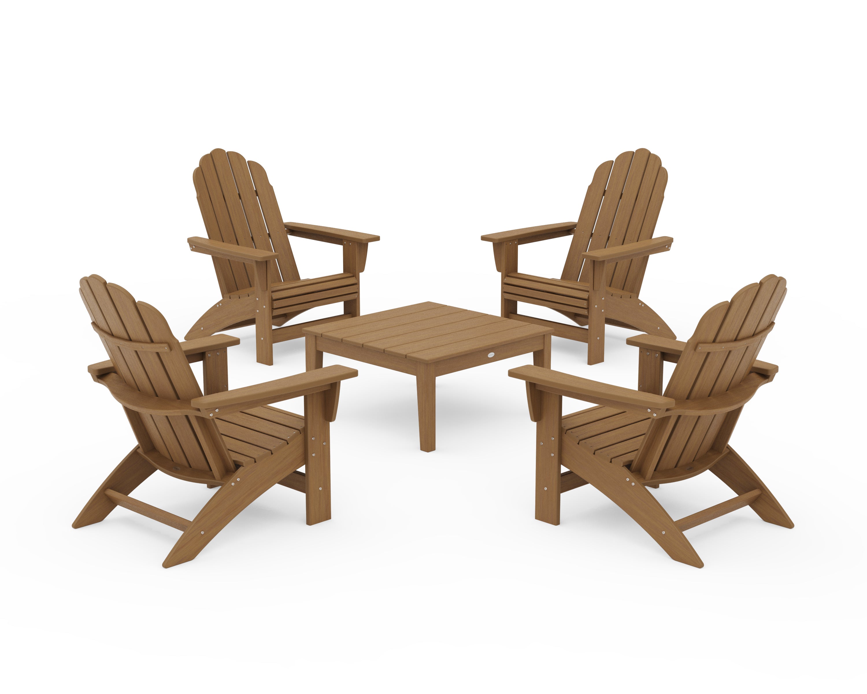 POLYWOOD 5-Piece Vineyard Grand Adirondack Chair Conversation Group in Natural