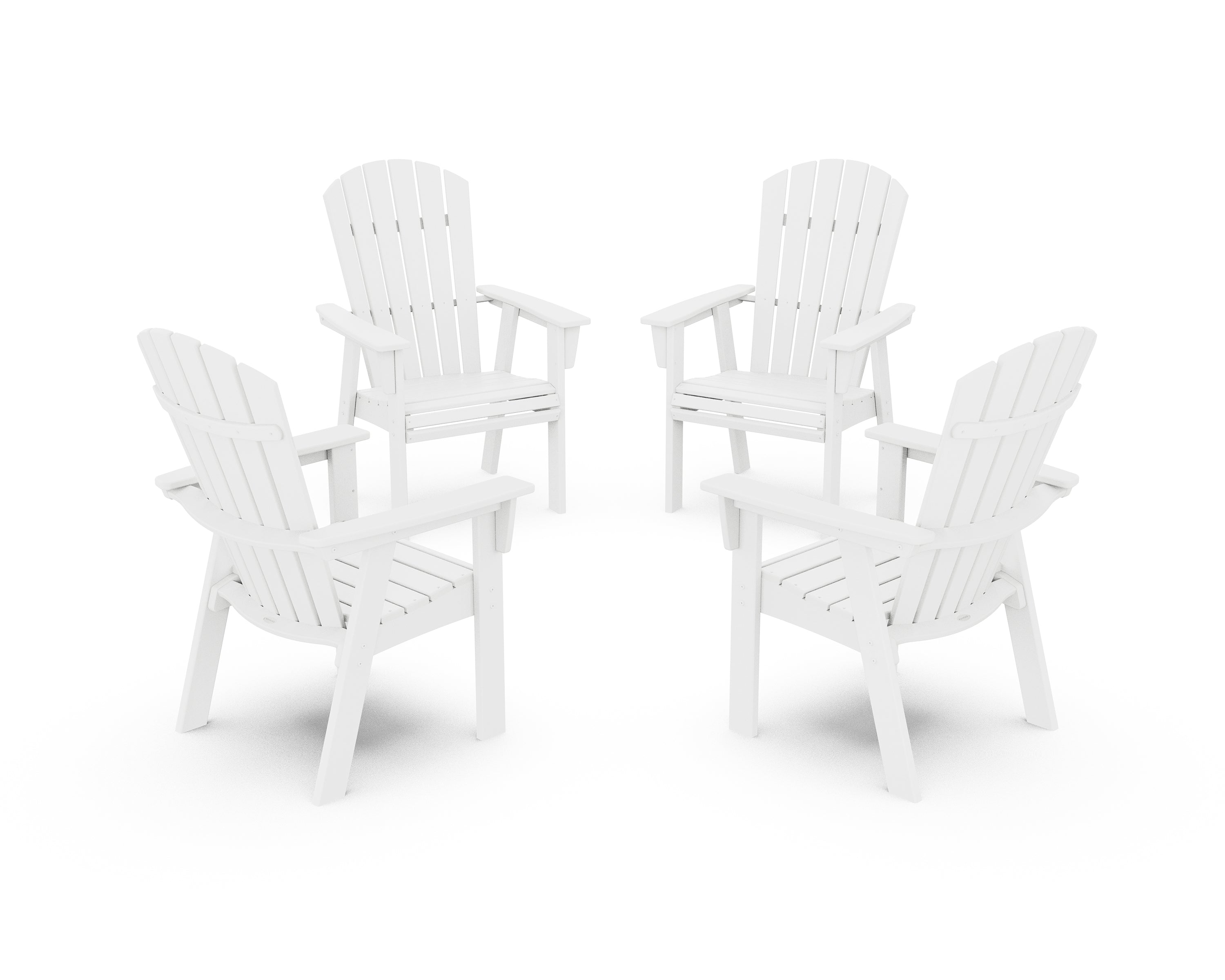 POLYWOOD Nautical 4-Piece Curveback Upright Adirondack Conversation Set in White