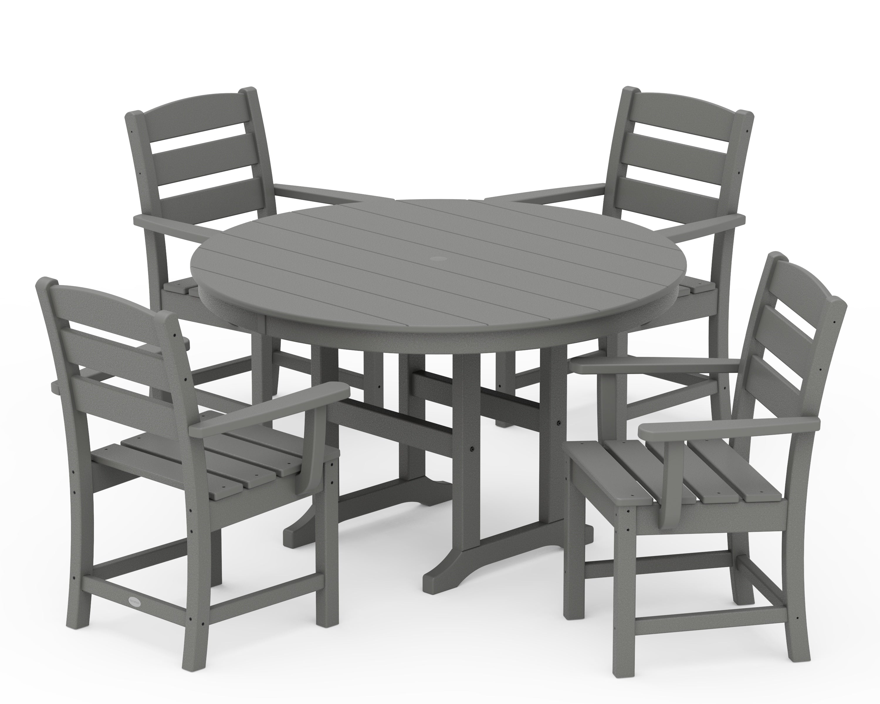 POLYWOOD Lakeside 5-Piece Round Farmhouse Dining Set in Slate Grey