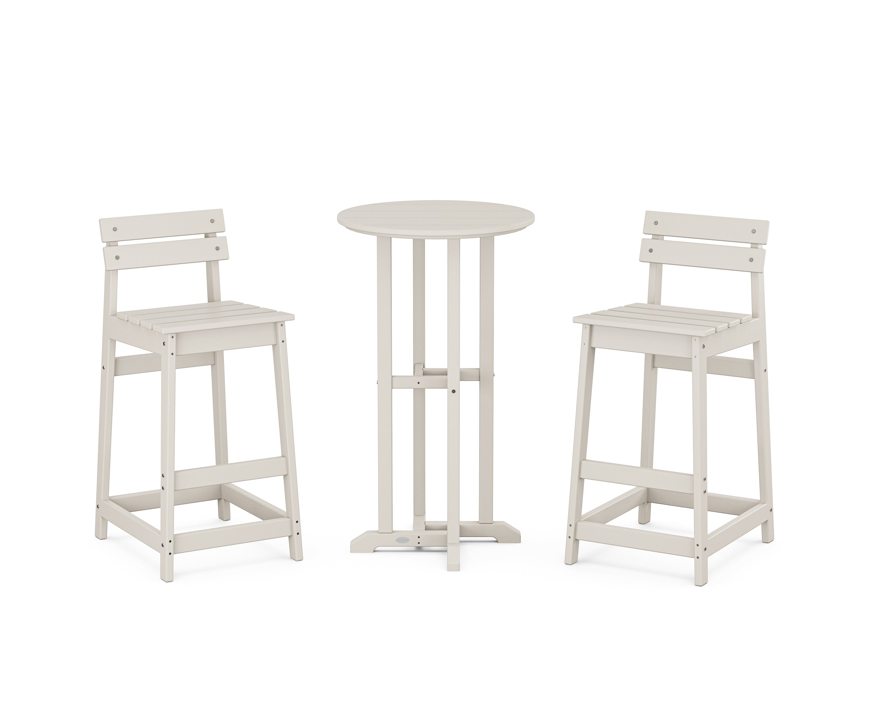 POLYWOOD Modern Studio Plaza Lowback Bar Chair 3-Piece Bistro Set in Sand