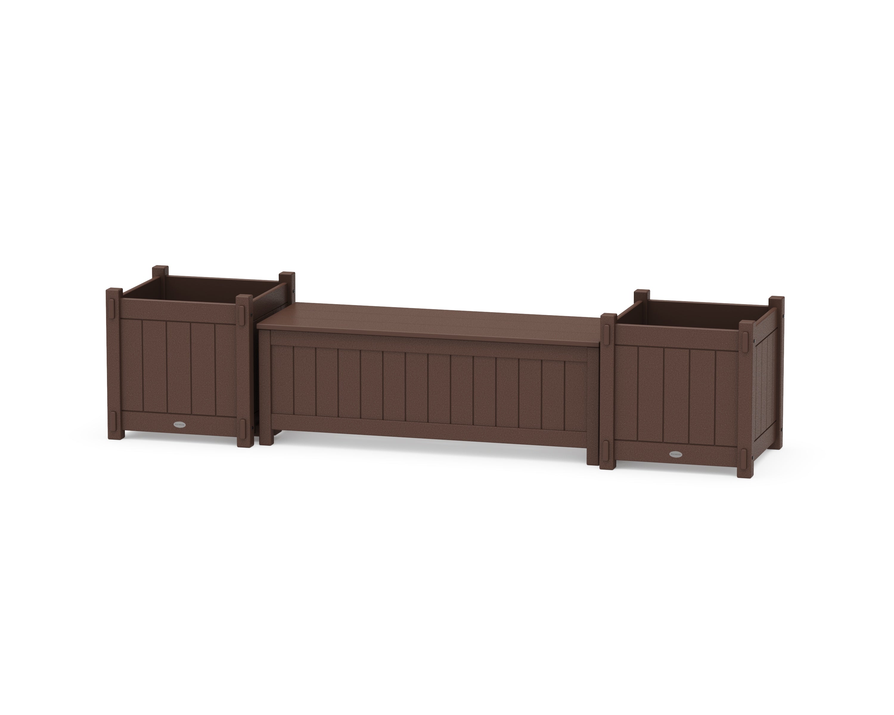 POLYWOOD 48" Vineyard Straight Planter Storage Bench Set- Large in Mahogany