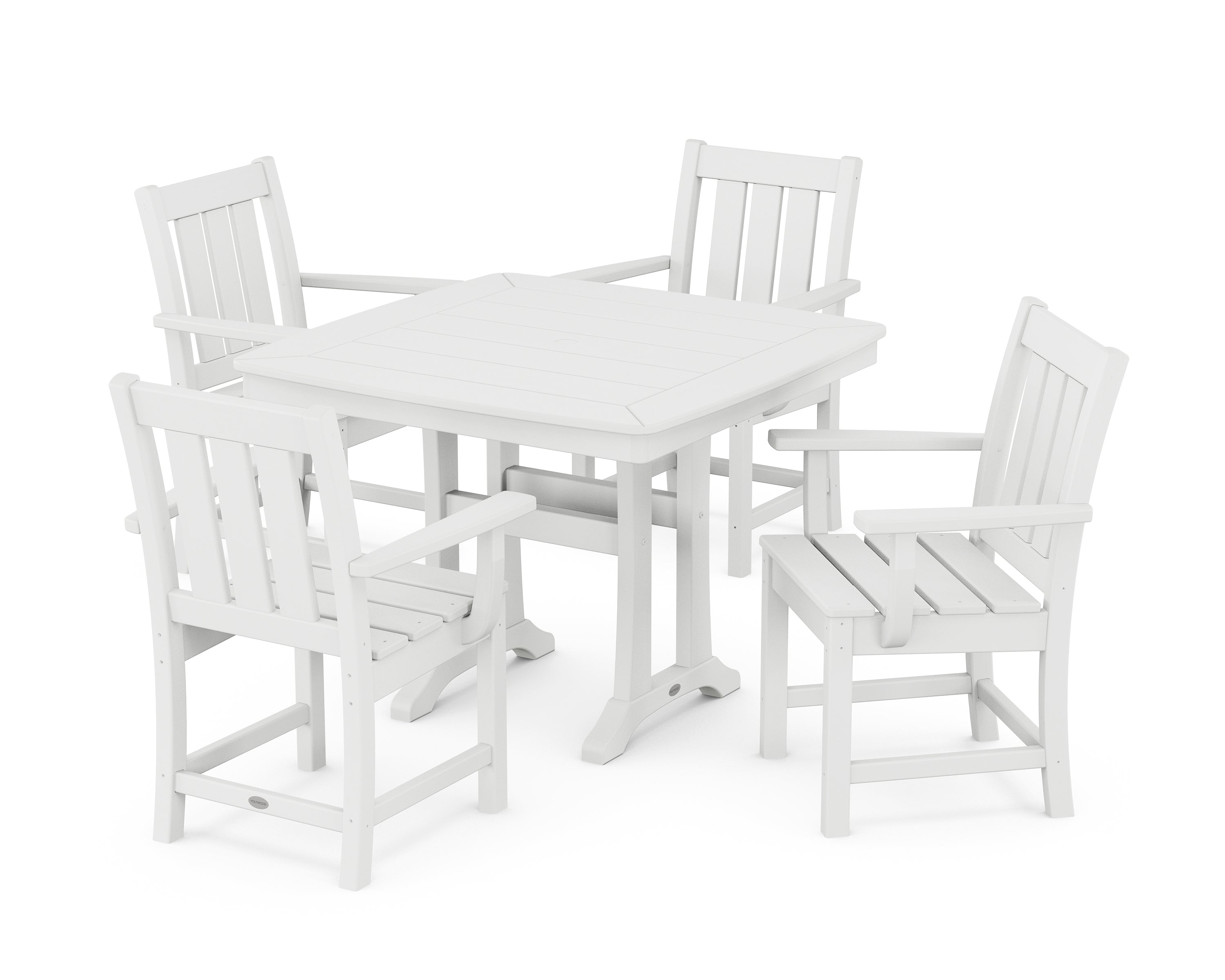 POLYWOOD Oxford 5-Piece Dining Set with Trestle Legs in White