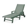 POLYWOOD Coastal Chaise with Wheels in Green / Dupioni Sea Mist Sling
