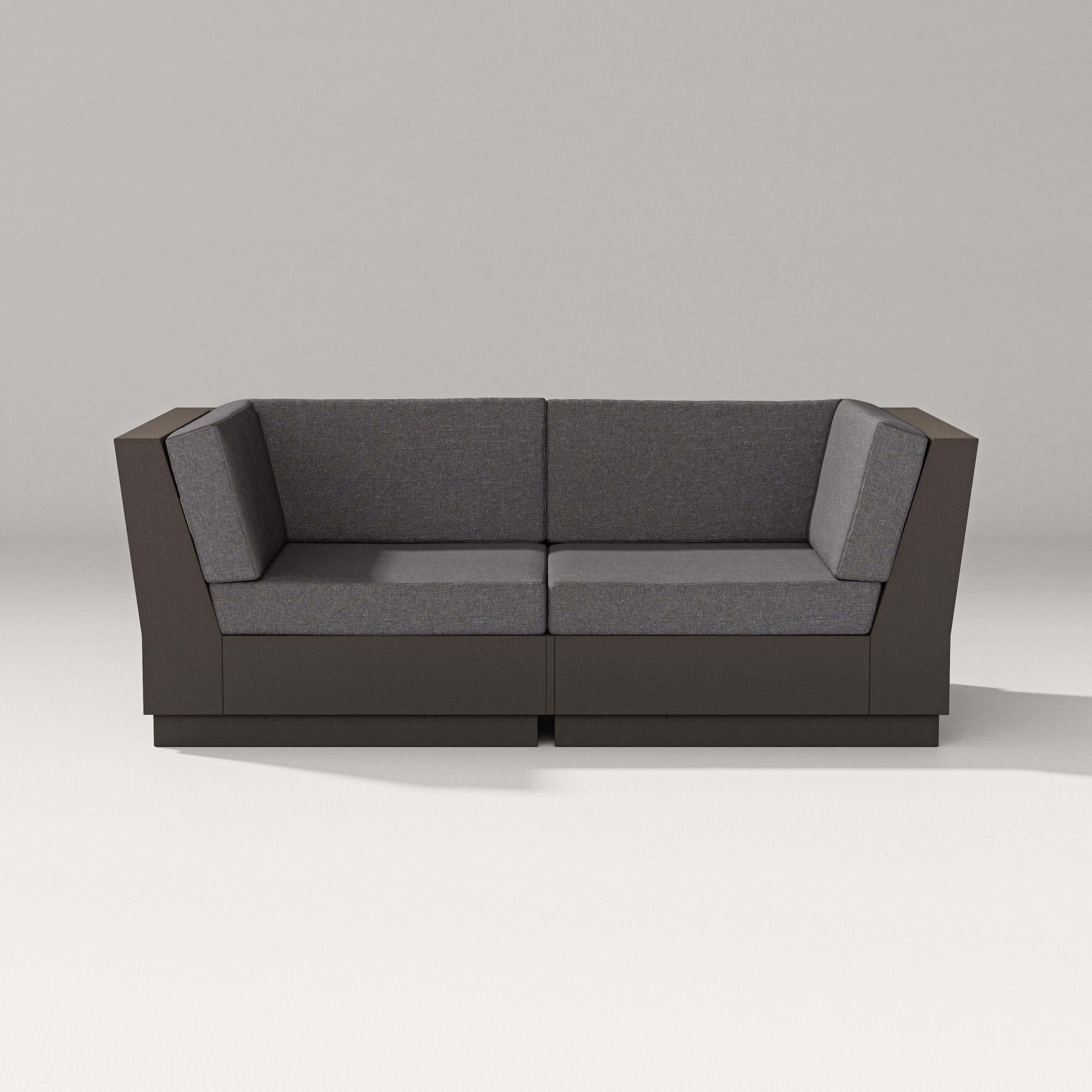 PW Designer Series Elevate Loveseat Sectional in Vintage Coffee / Ash Charcoal