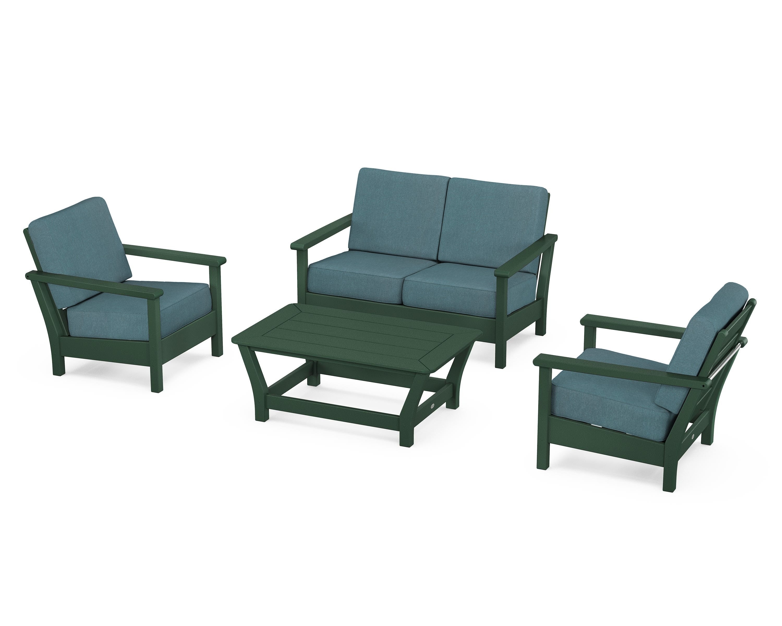 POLYWOOD Harbour 4-Piece Deep Seating Set in Green / Ocean Teal