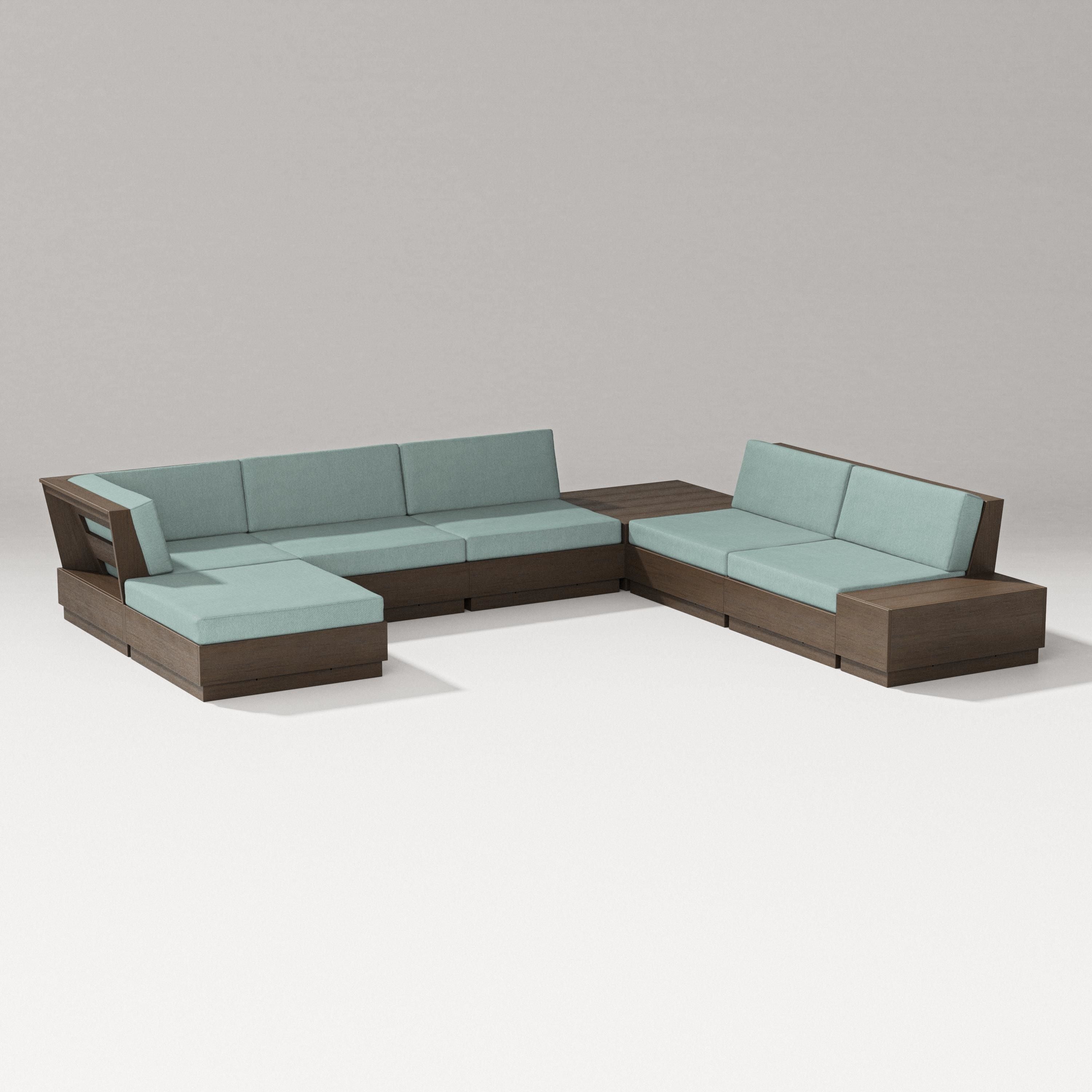 PW Designer Series Elevate 8-Piece Corner Sectional in Kona / Glacier Spa