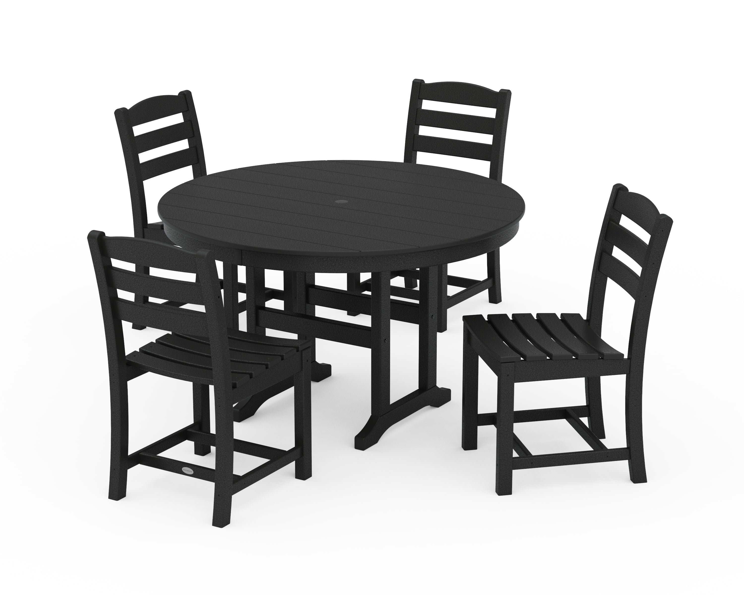 POLYWOOD La Casa Café Side Chair 5-Piece Round Farmhouse Dining Set in Black