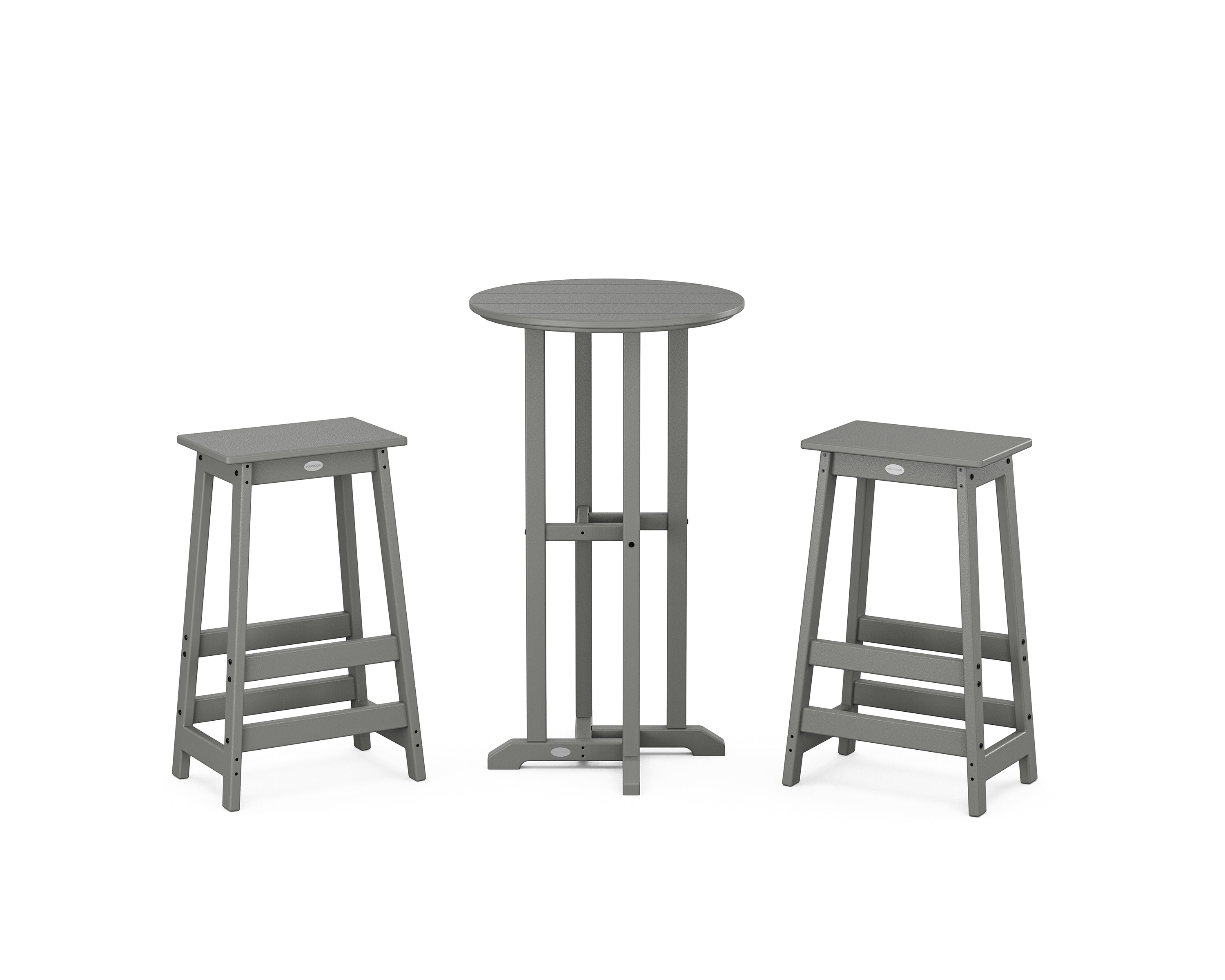 POLYWOOD Modern Studio Bar Stool 3-Piece Bistro Set in Slate Grey