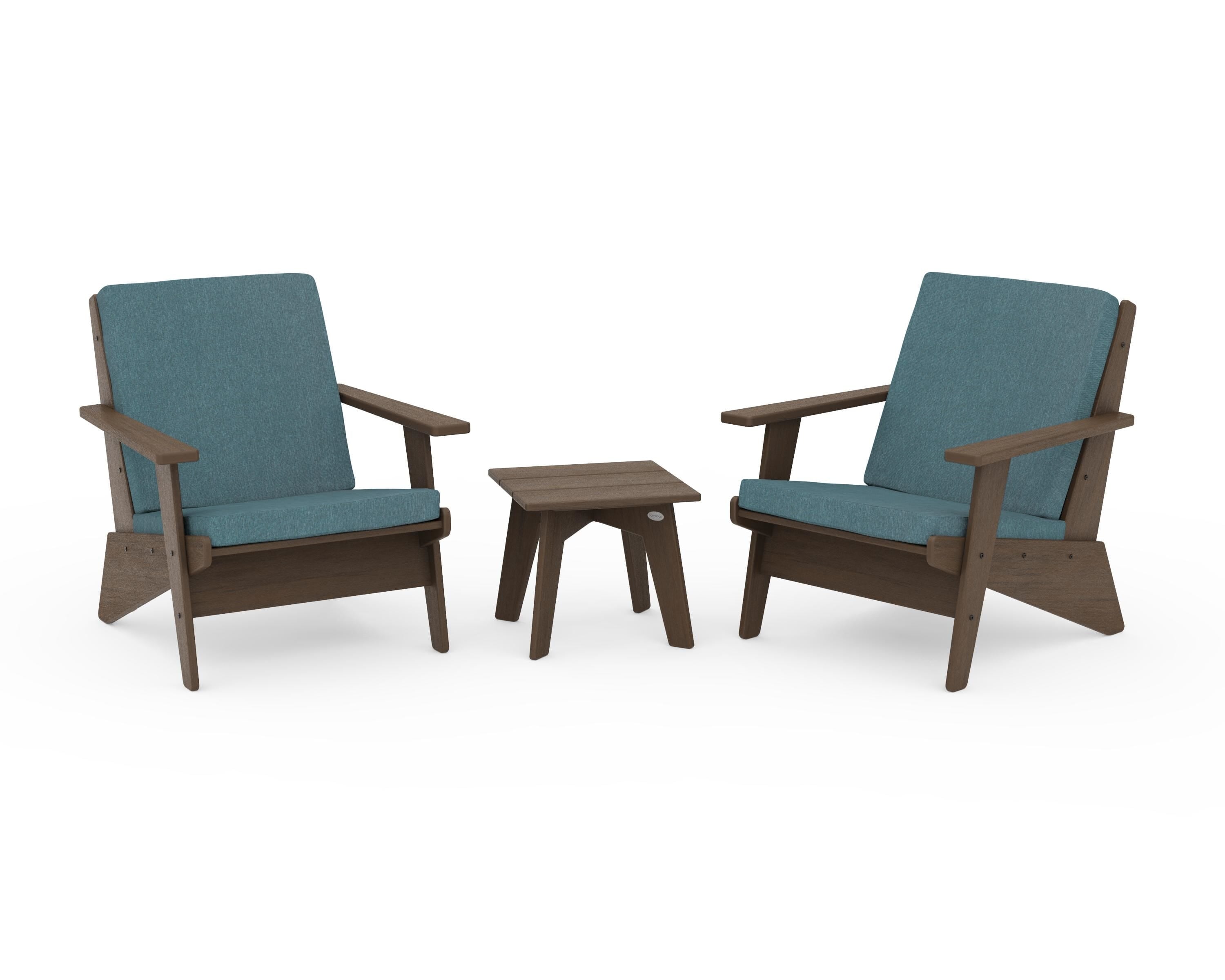 POLYWOOD Riviera Modern Lounge 3-Piece Set in Kona / Ocean Teal